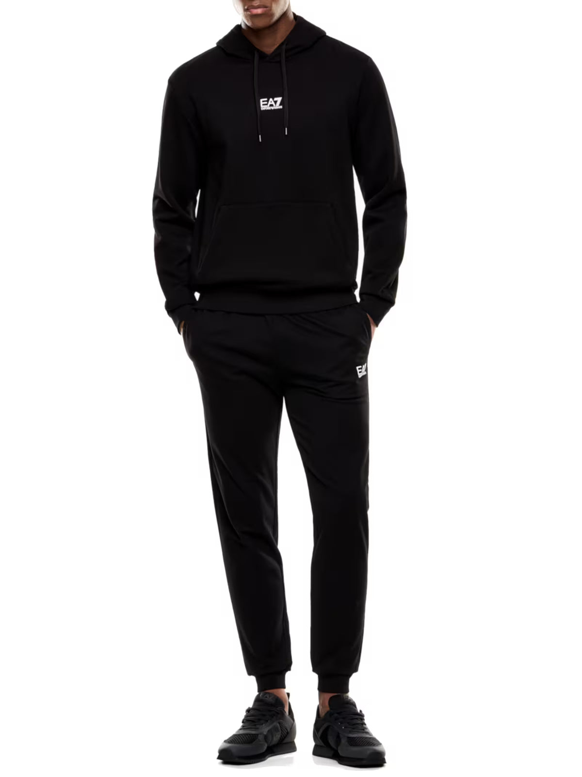 Felpa EA7 Nero Train core con cappuccio 8NPM37 1200 EA7 