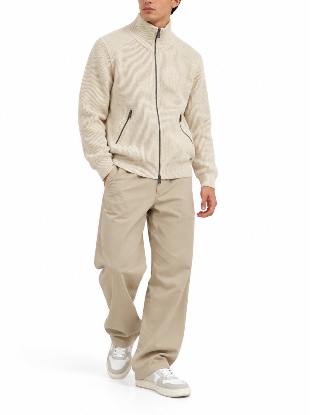 Cardigan Gianni Lupo Beige zip e tasche GL35051 CAMEL GIANNI LUPO 