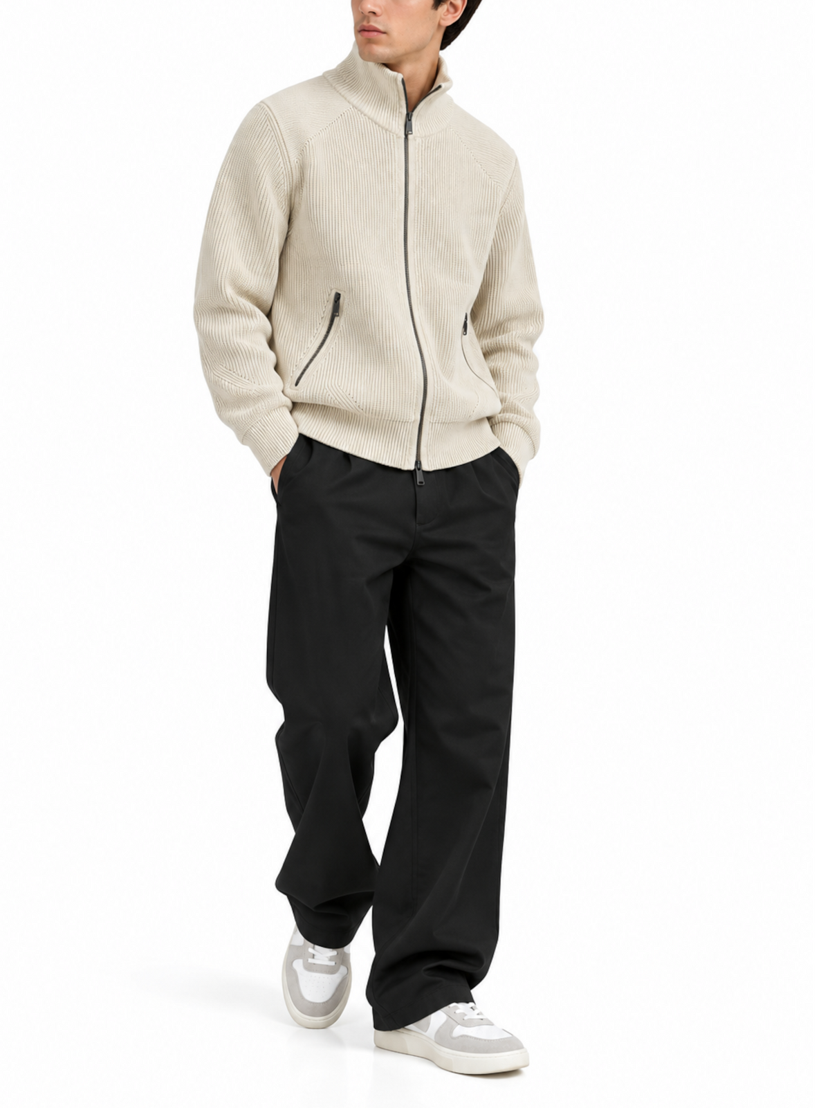 Cardigan Gianni Lupo Panna zip e tasche GL35051 PANNA GIANNI LUPO 