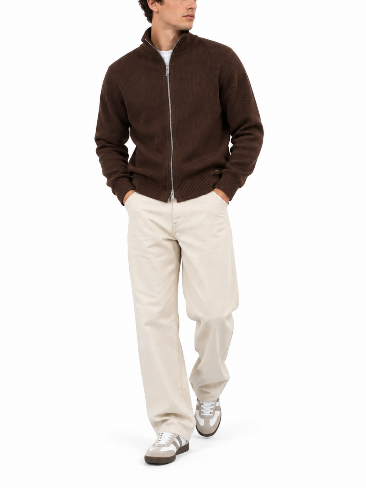 Cardigan Gianni Lupo Marrone a coste GL35152 COFFEE GIANNI LUPO 