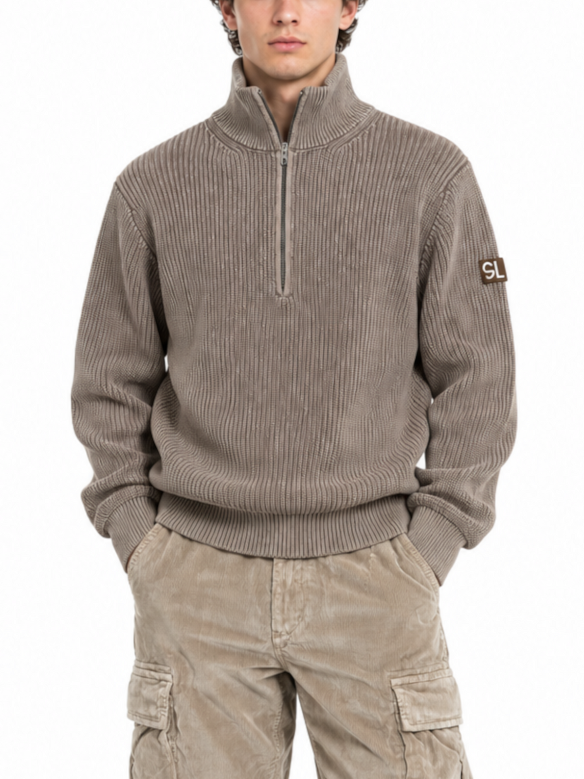 Maglia Gianni Lupo Marrone mezza zip stonewash GL35602 COFFEE GIANNI LUPO 