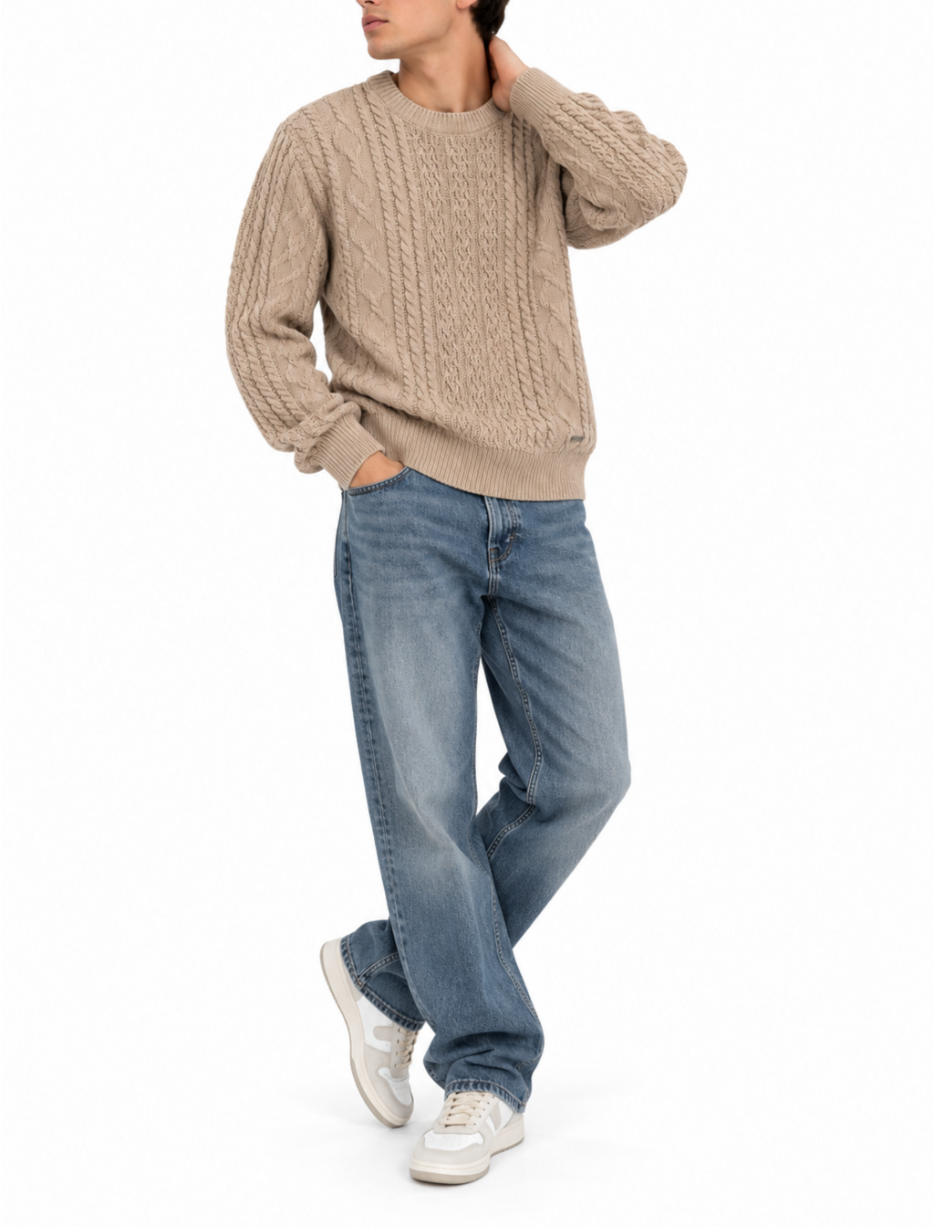 Maglia Gianni Lupo Beige in ciniglia con trecce GL522S BEIGE GIANNI LUPO 