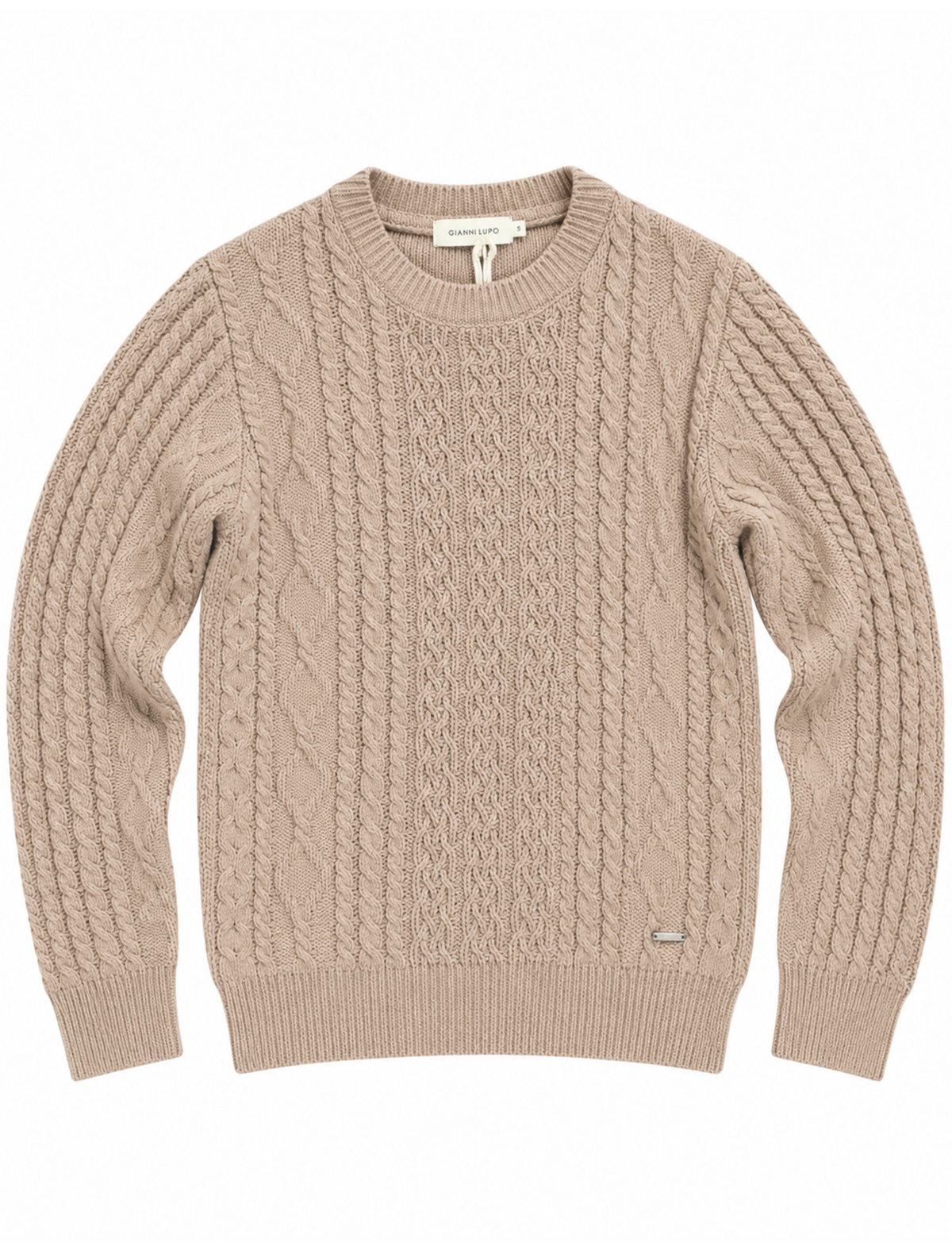 Maglia Gianni Lupo Beige in ciniglia con trecce GL522S BEIGE GIANNI LUPO 