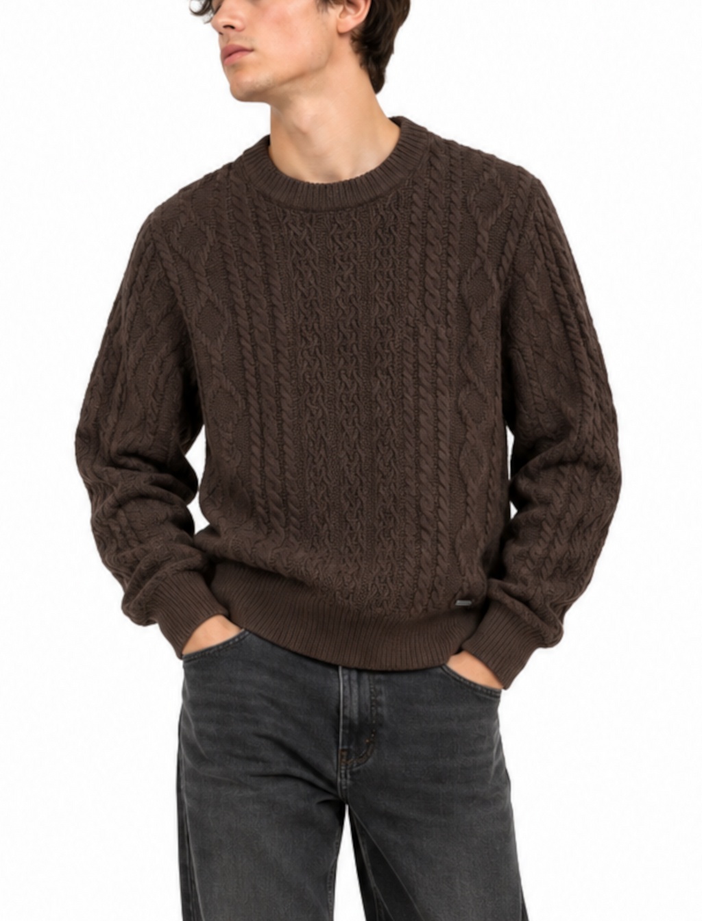 Maglia Gianni Lupo Marrone in ciniglia con trecce GL522S COFFEE GIANNI LUPO 