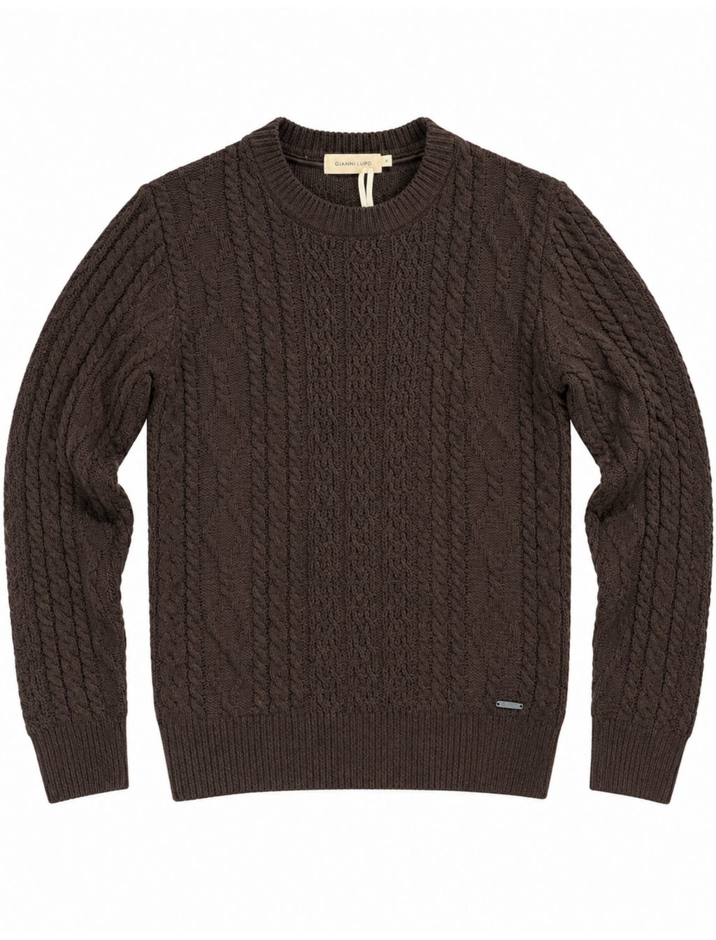Maglia Gianni Lupo Marrone in ciniglia con trecce GL522S COFFEE GIANNI LUPO 