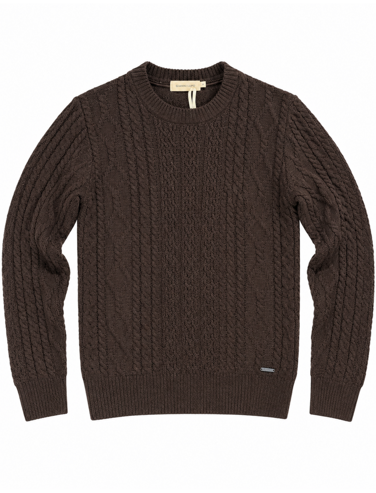 Maglia Gianni Lupo Marrone in ciniglia con trecce GL522S COFFEE GIANNI LUPO 