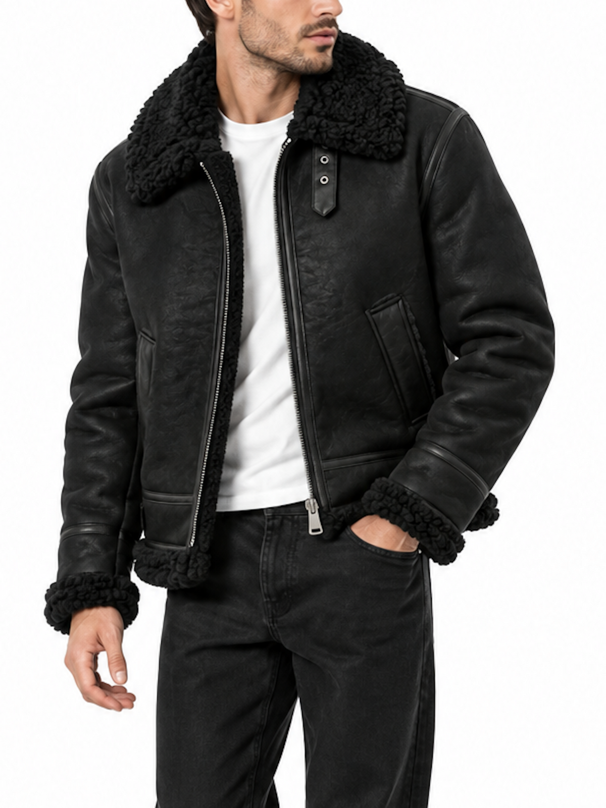 Bomber Gianni Lupo Nero Montone GL9800 NERO GIANNI LUPO 