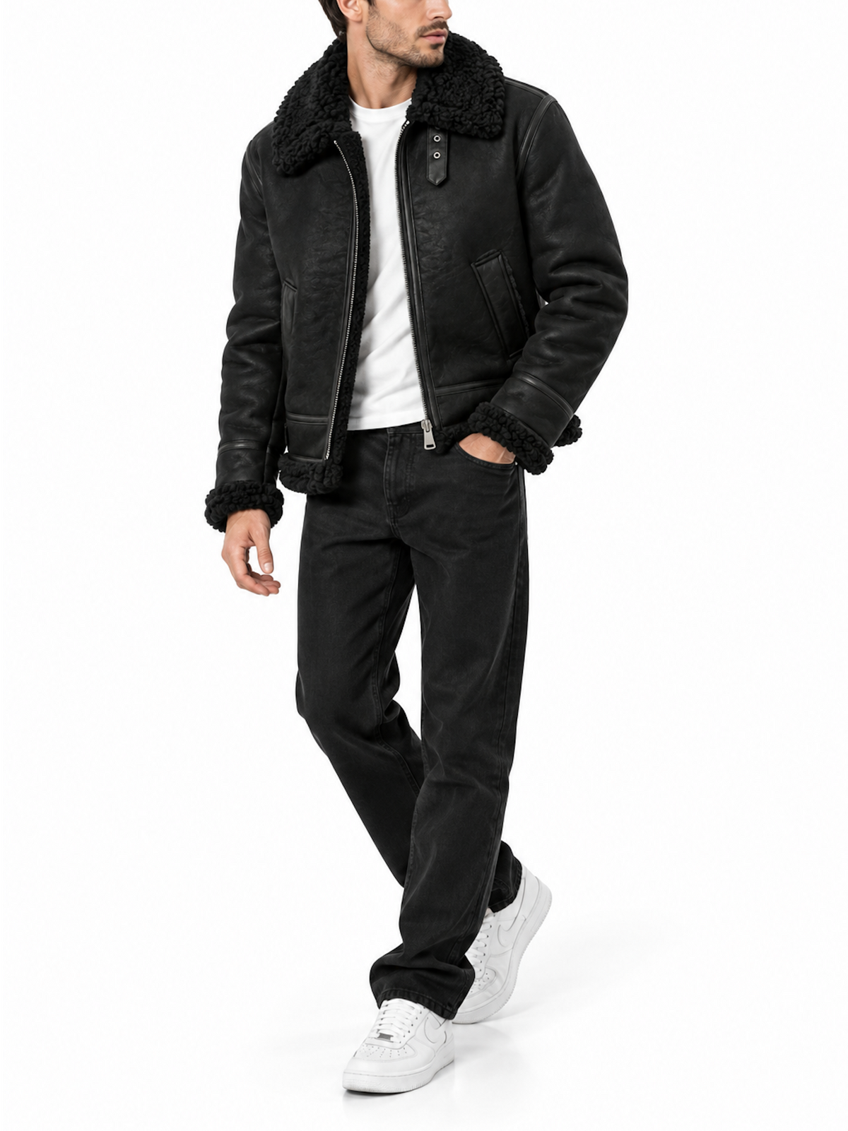 Bomber Gianni Lupo Nero Montone GL9800 NERO GIANNI LUPO 