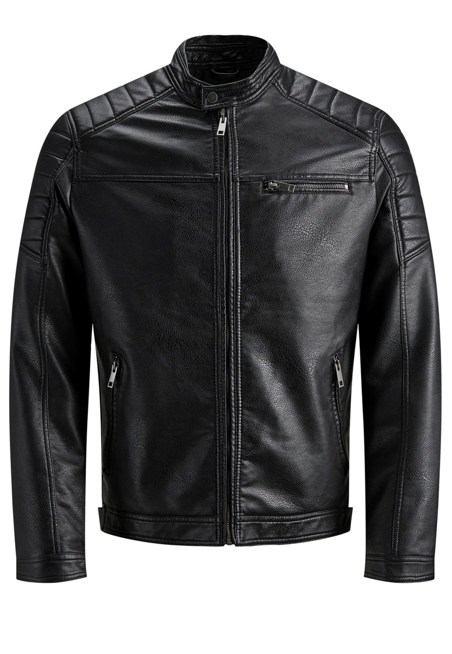 Giubbotto Jack & Jones Nero Rocki ecopelle 12147218 /Black JACK & JONES 