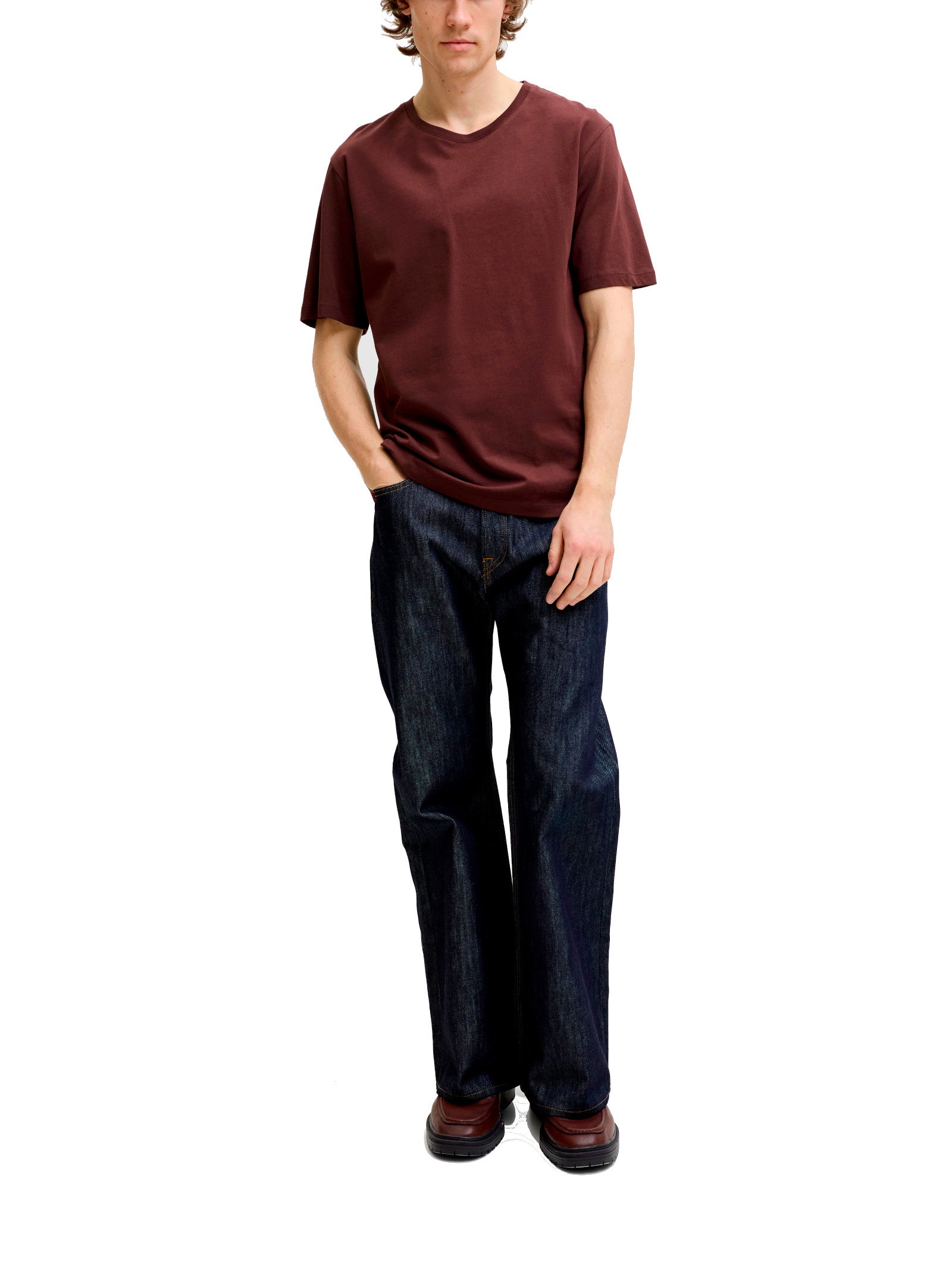 T-shir Jack & Jones Organic Vinaccia a maniche corte basic 12156101 /Bitter Chocolate JACK & JONES 