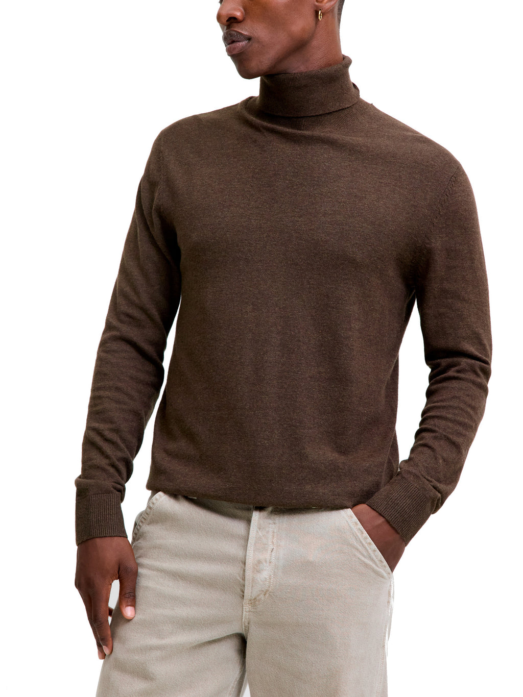 Maglia Jack & Jones Marrone Emil a collo alto 12157417 /Mulch JACK & JONES 