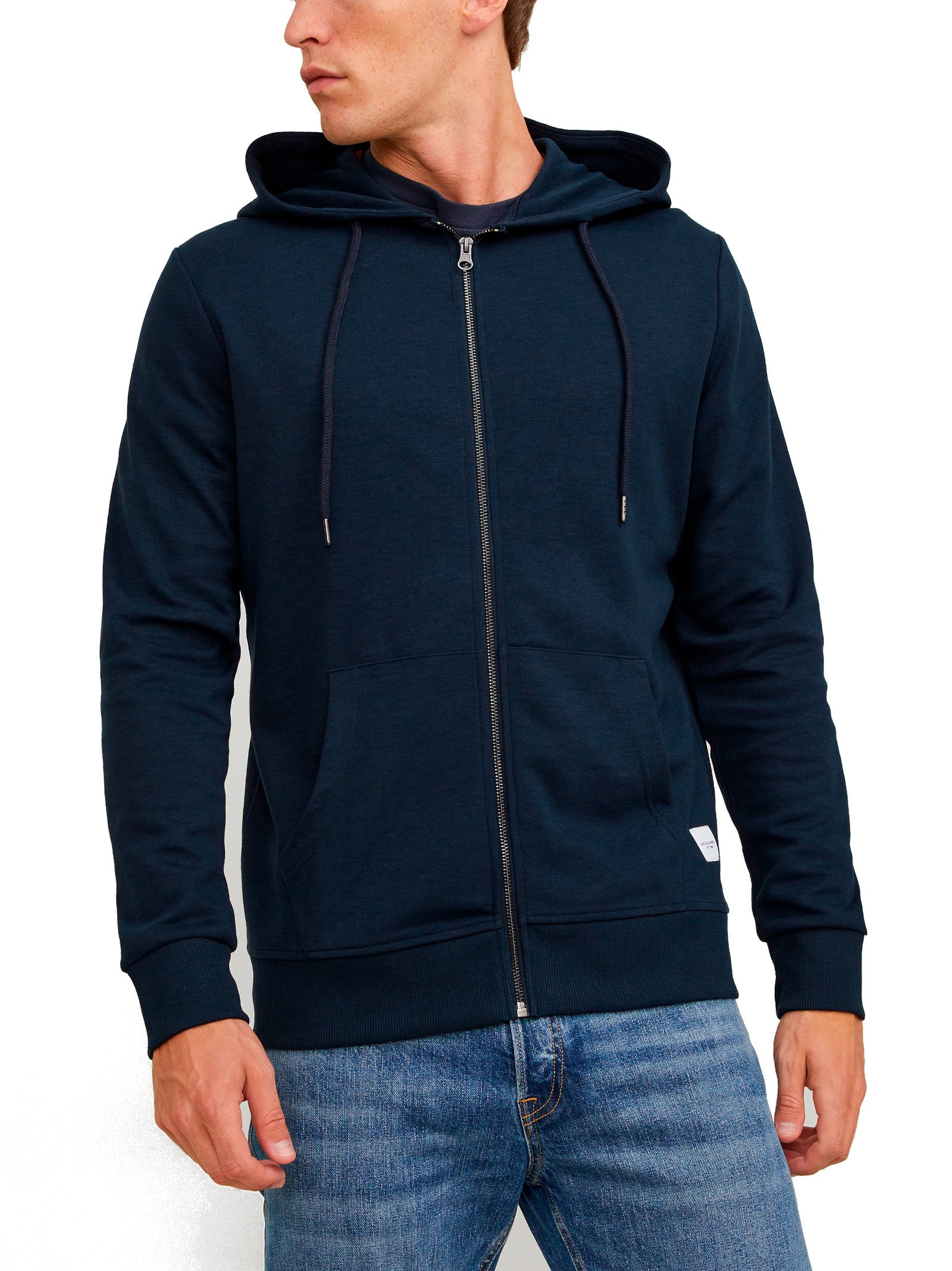 Felpa Jack & Jones Basic Blu con zip e cappuccio 12181901 /Navy Blazer JACK & JONES 