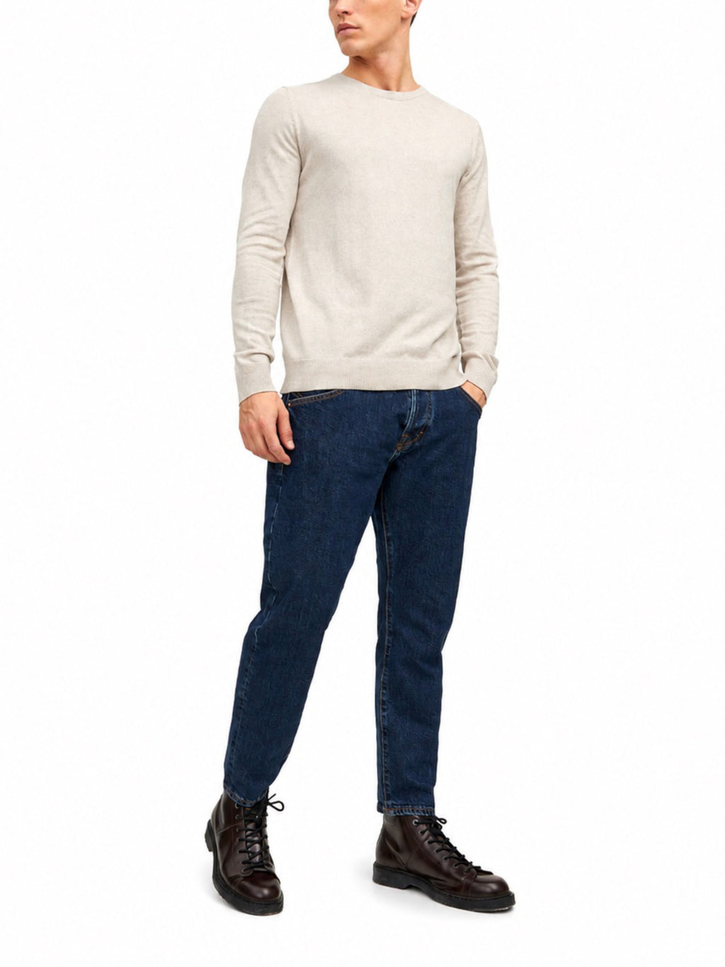 Maglia Jack & Jones Emil Beige girocollo 12208364 /Oatmeal JACK & JONES 
