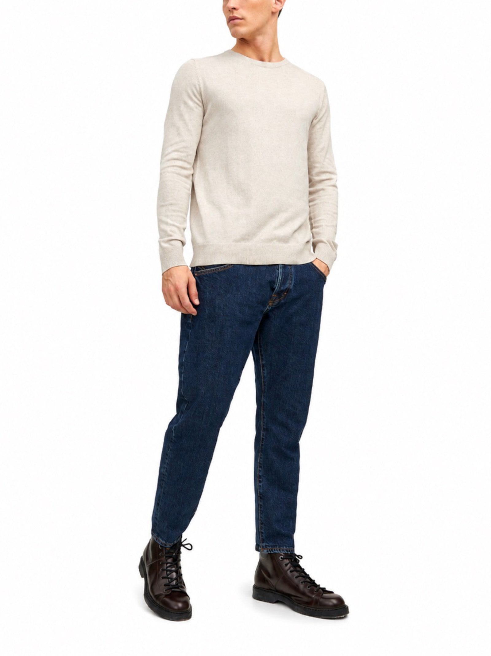 Maglia Jack & Jones Emil Beige girocollo 12208364 /Oatmeal JACK & JONES 