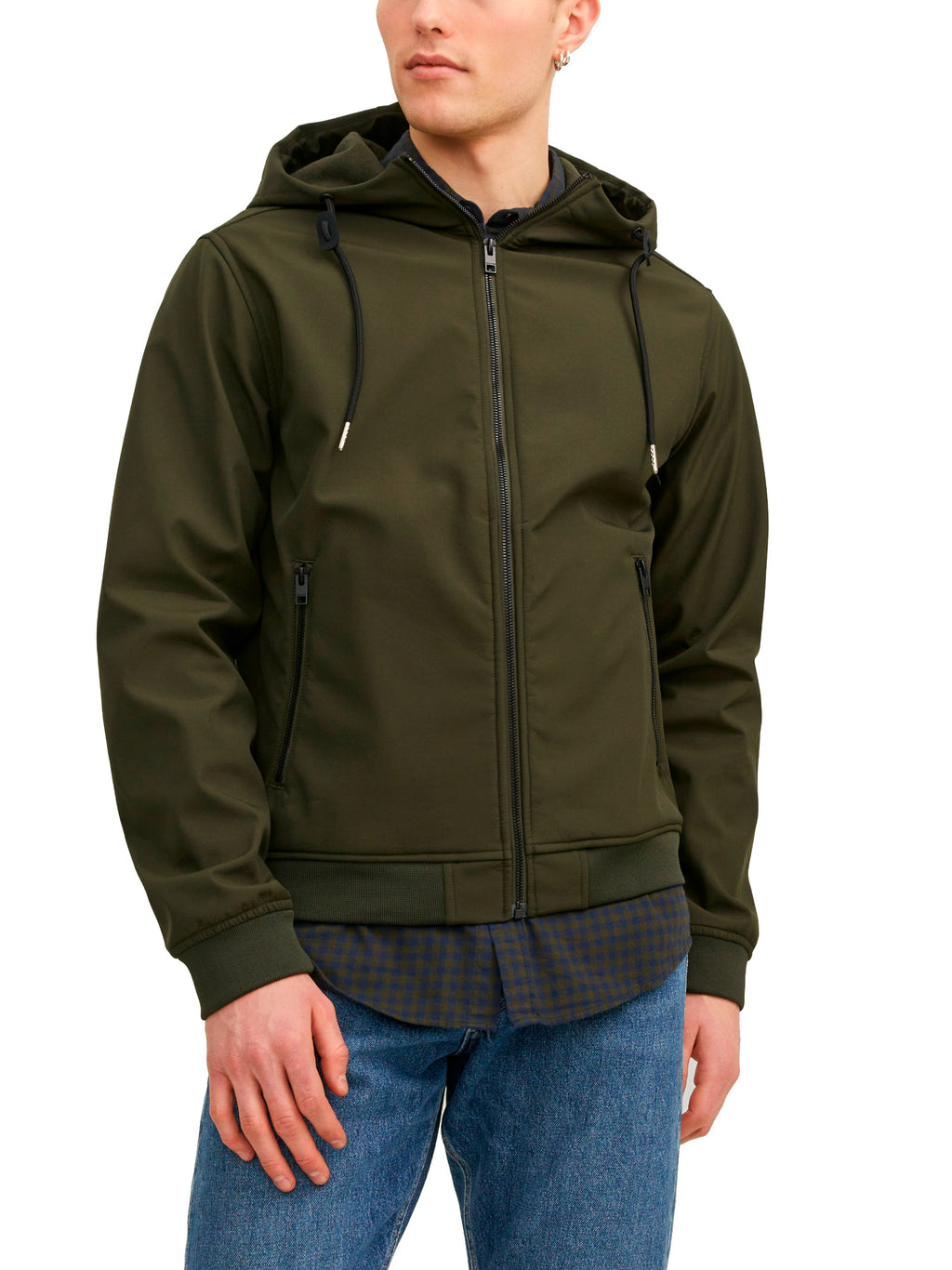 Giubbotto Jack & Jones Basic Verde Bosco in Softshell  con cappuccio 12236300 /Rosin JACK & JONES 