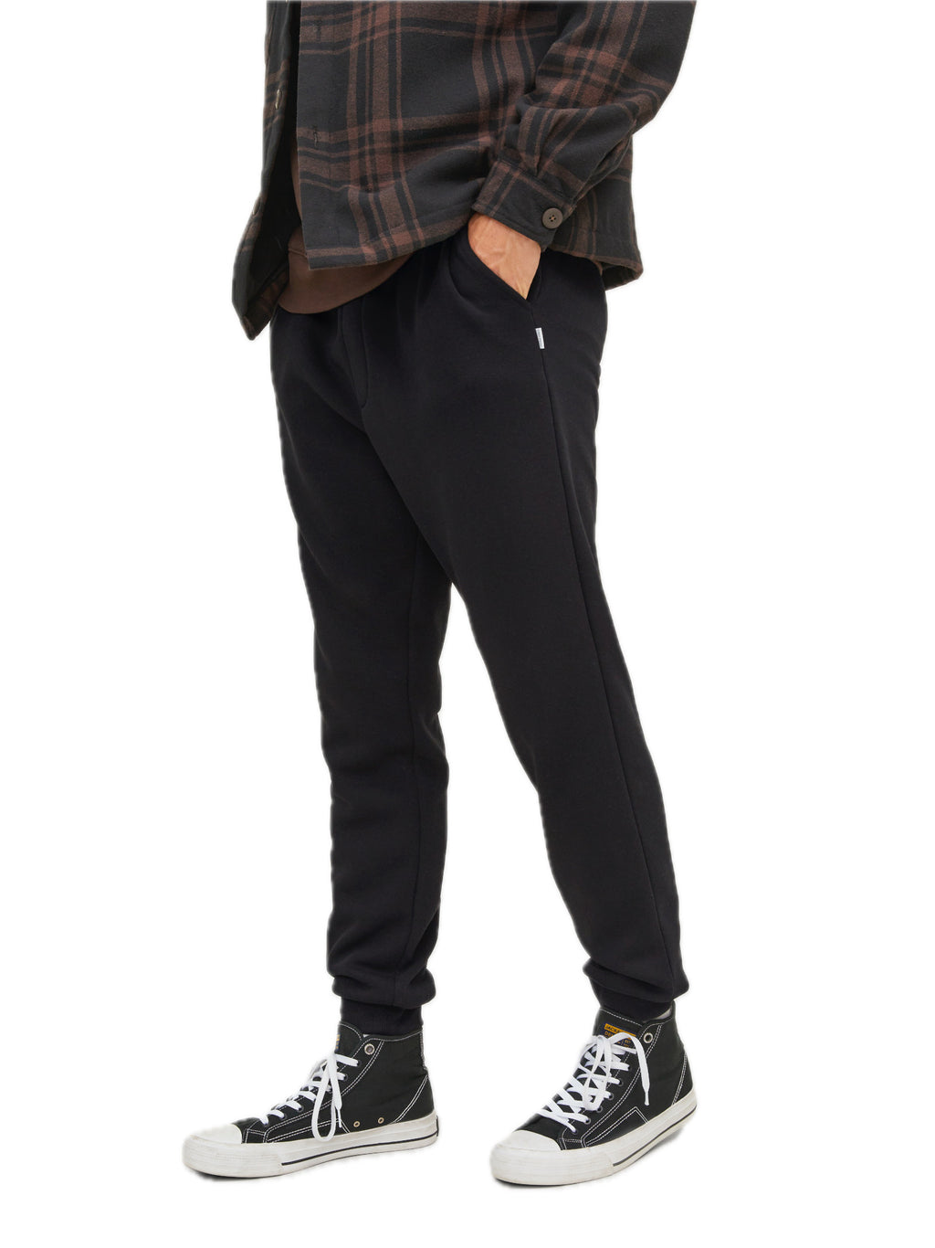 Pantalone Jack & Jones Gordon Nero in felpa con polsino 12249274 /Black JACK & JONES 