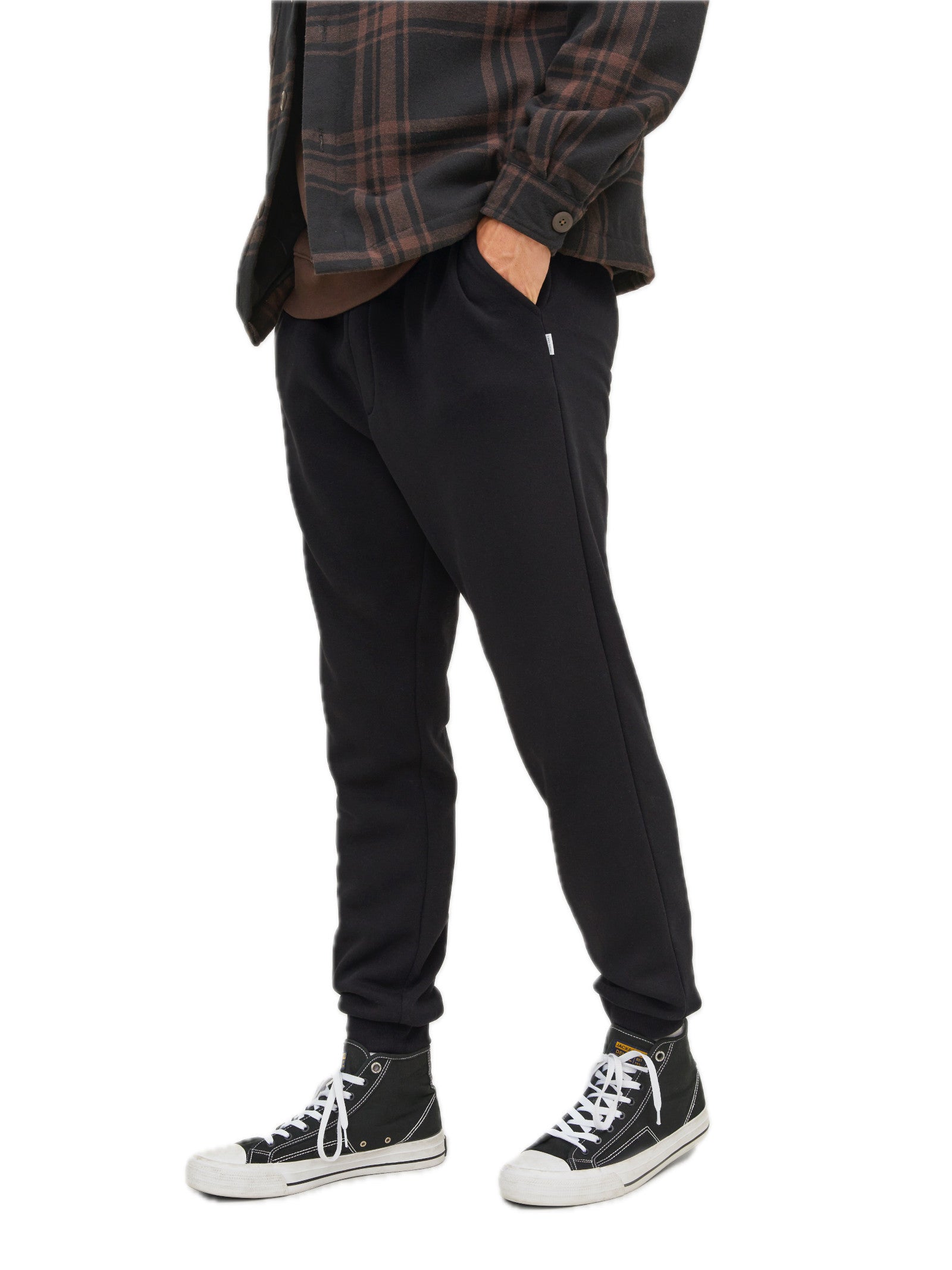 Pantalone Jack & Jones Gordon Nero in felpa con polsino 12249274 /Black JACK & JONES 
