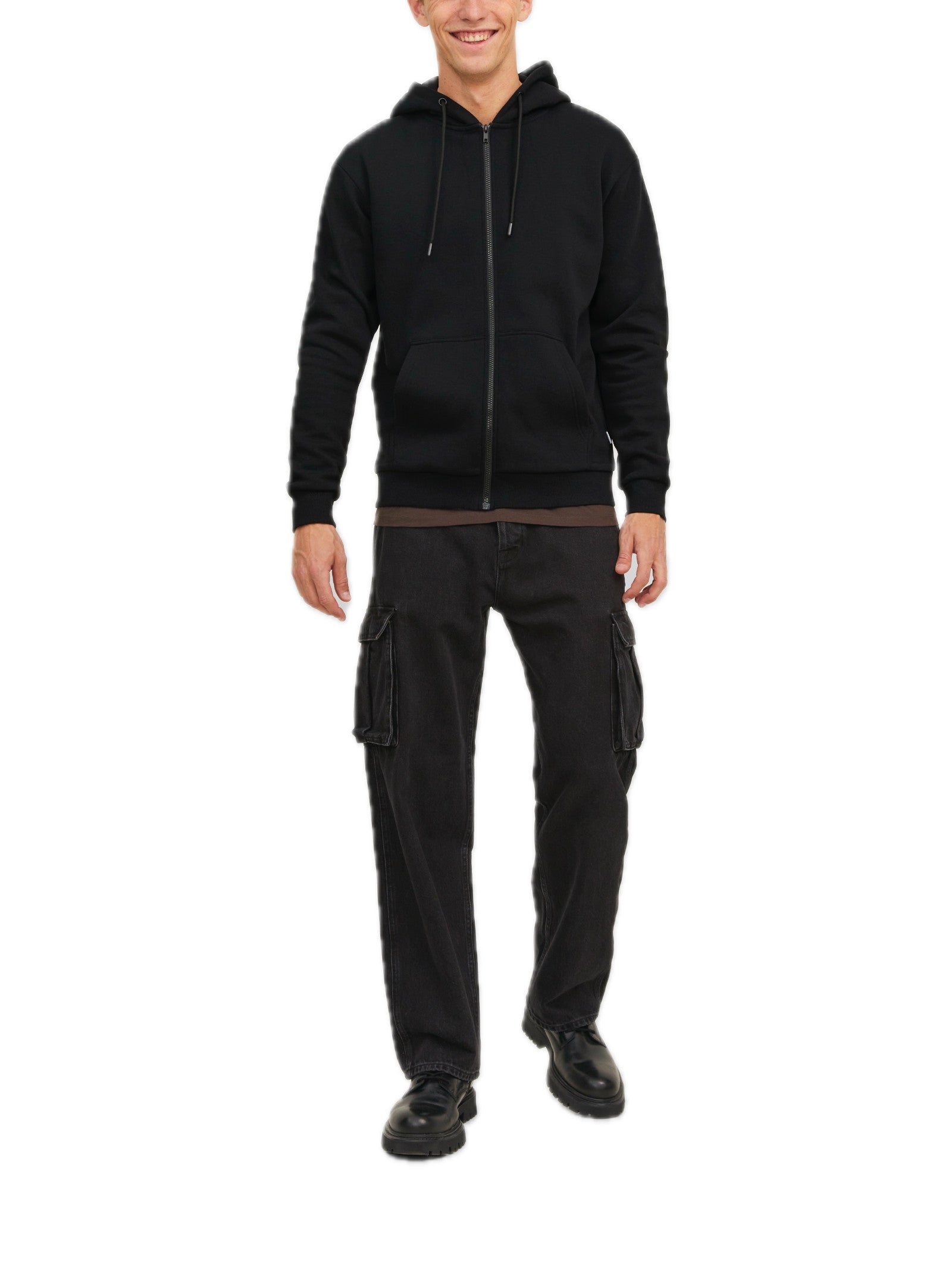 Felpa Jack & Jones Bradley Nera cappuccio e zip 12249342 /Black JACK & JONES 