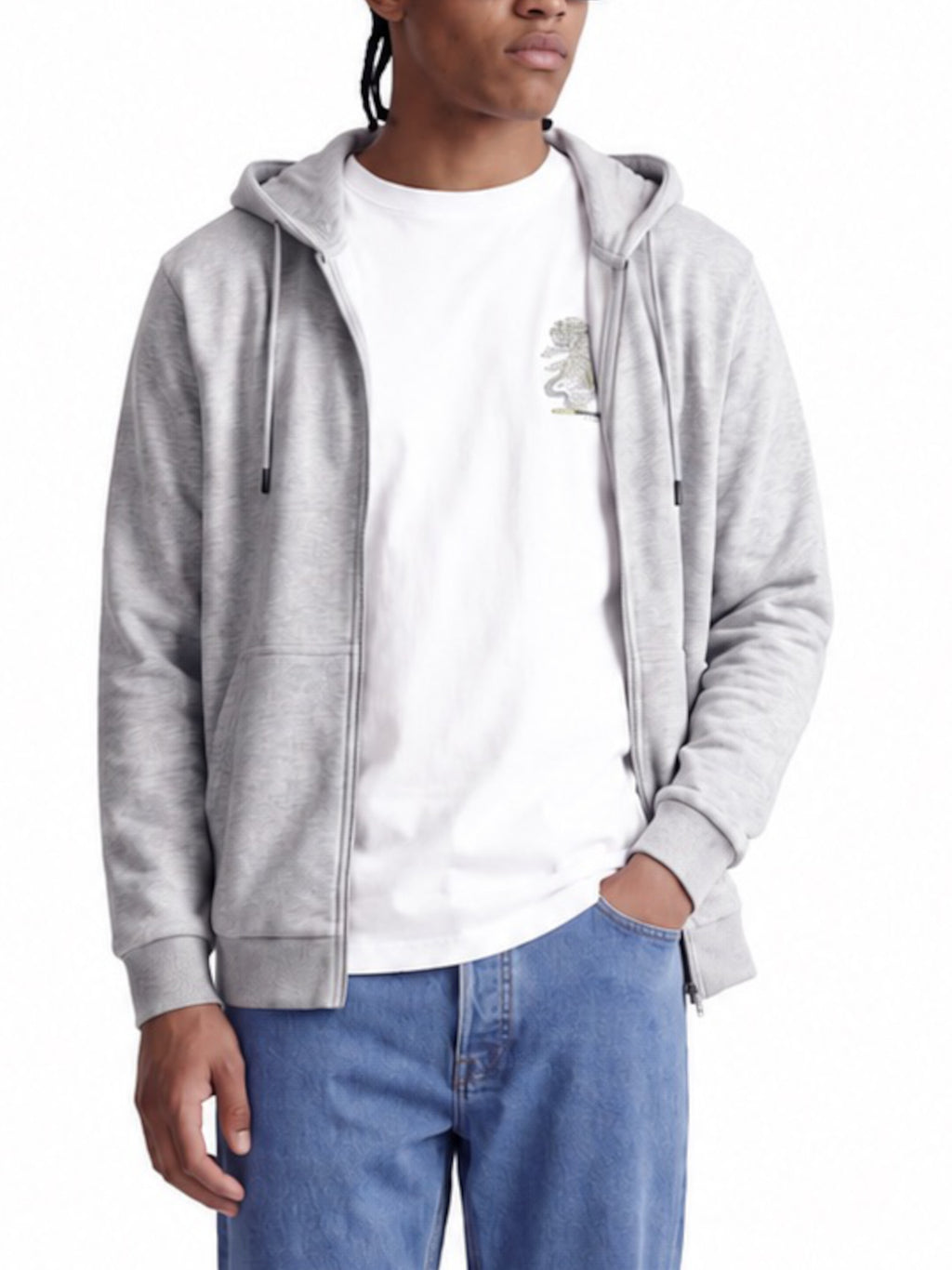 Felpa Jack & Jones Bradley Grigia cappuccio e zip 12249342 /Light Grey Melange JACK & JONES 