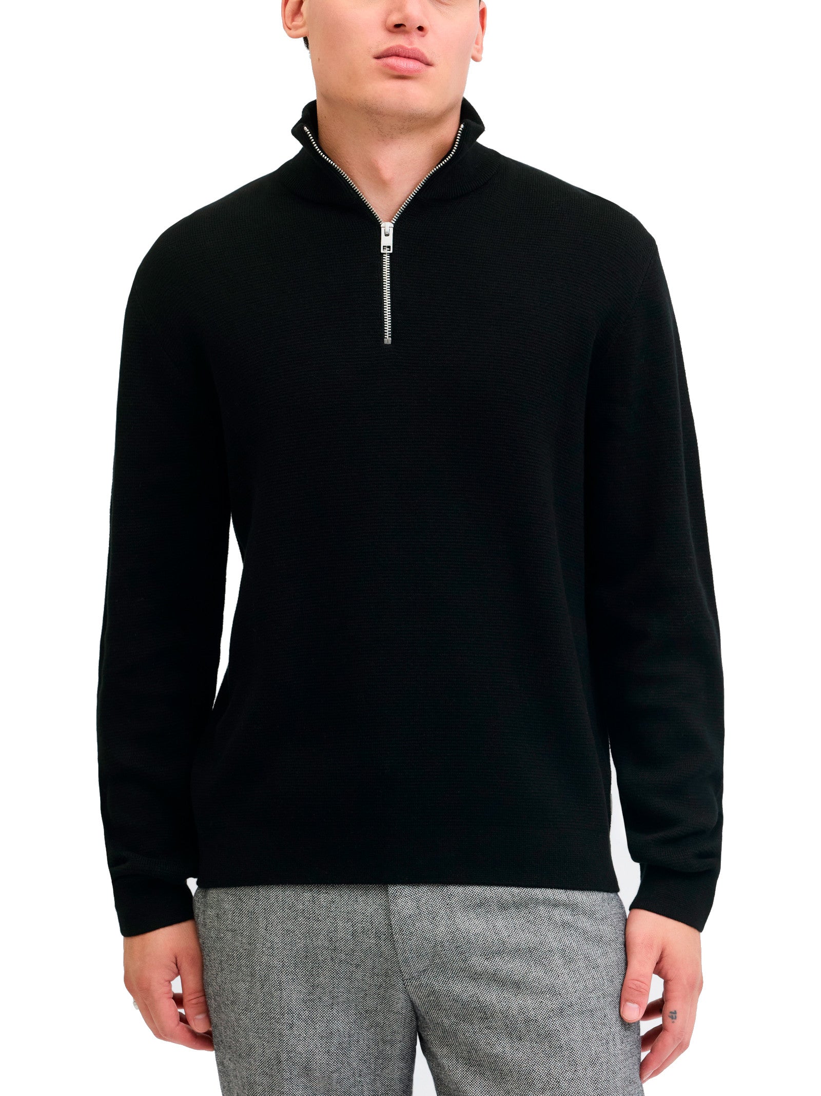 Maglia Jack & Jones Nero Milano mezza zip 12259664 /Black JACK & JONES 