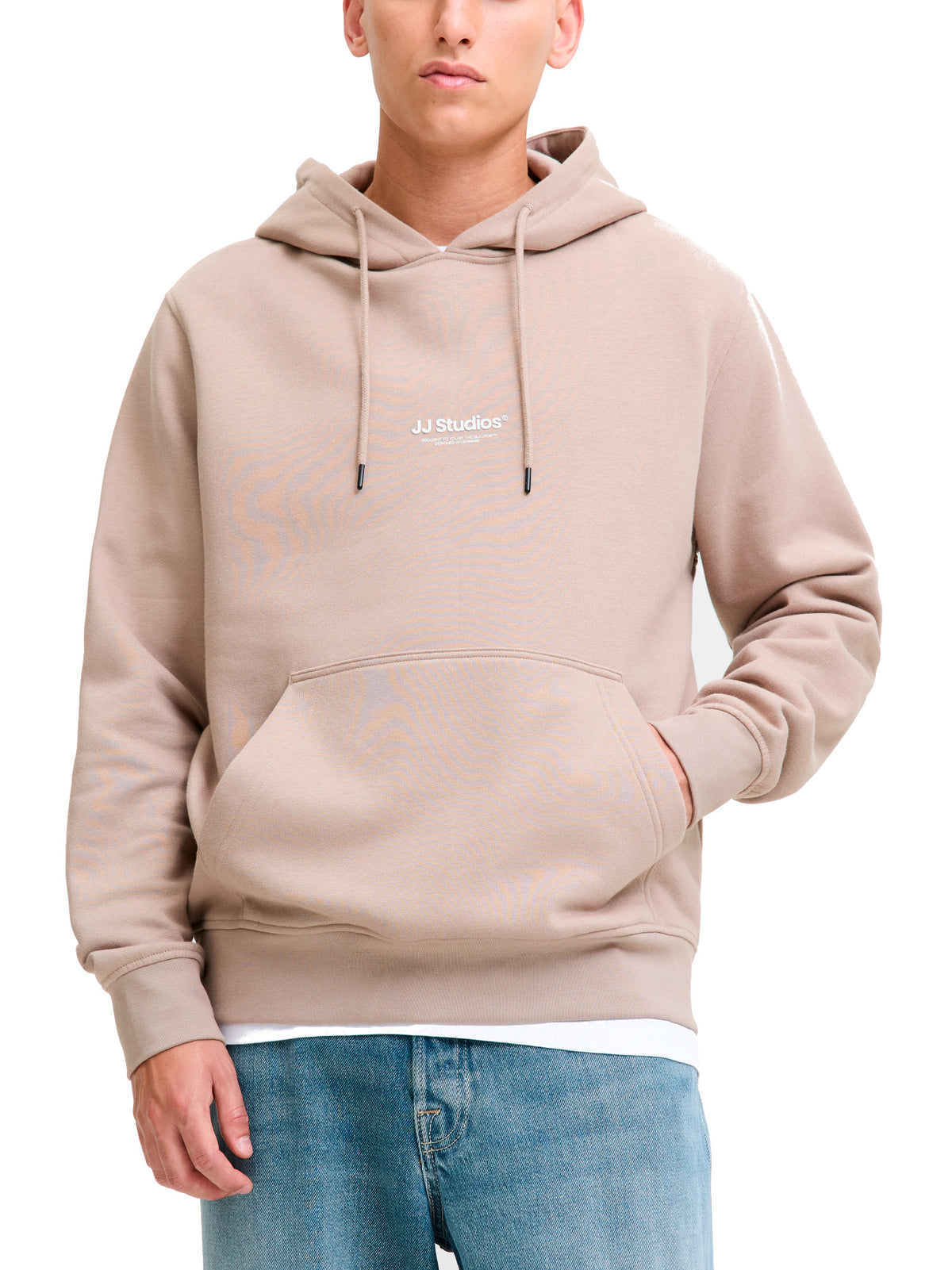 Felpa Jack & Jones Beige Nera con cappuccio 12278789 /Moonbeam JACK & JONES 