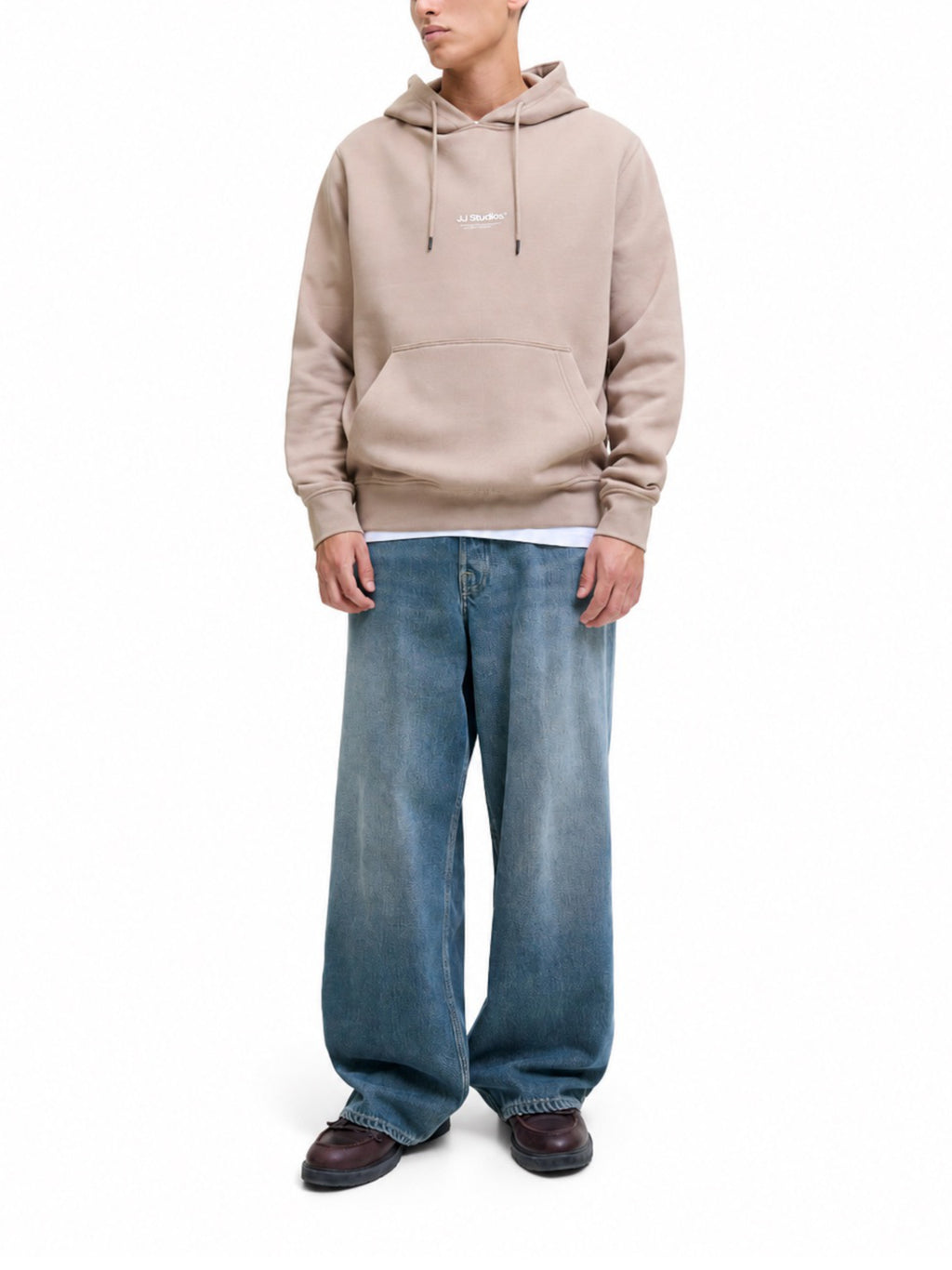 Felpa Jack & Jones Beige Nera con cappuccio 12278789 /Moonbeam JACK & JONES 