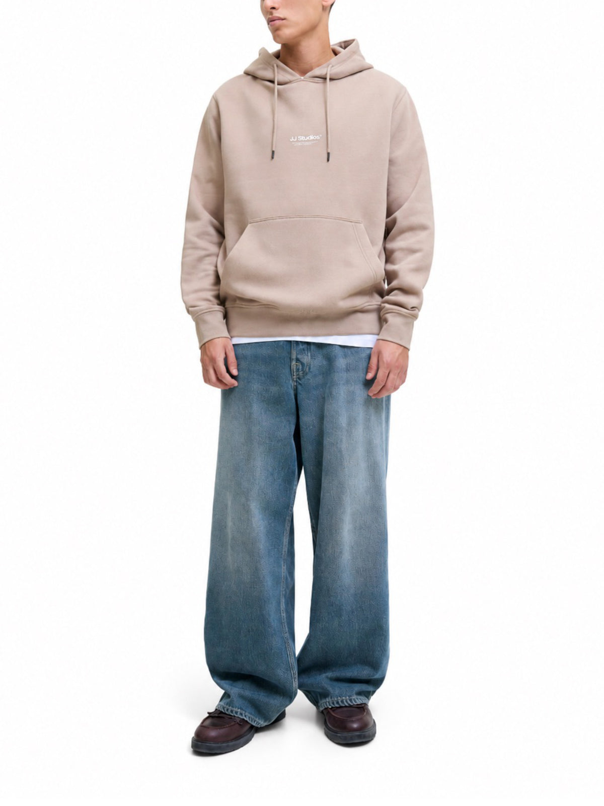 Felpa Jack & Jones Beige Nera con cappuccio 12278789 /Moonbeam JACK & JONES 
