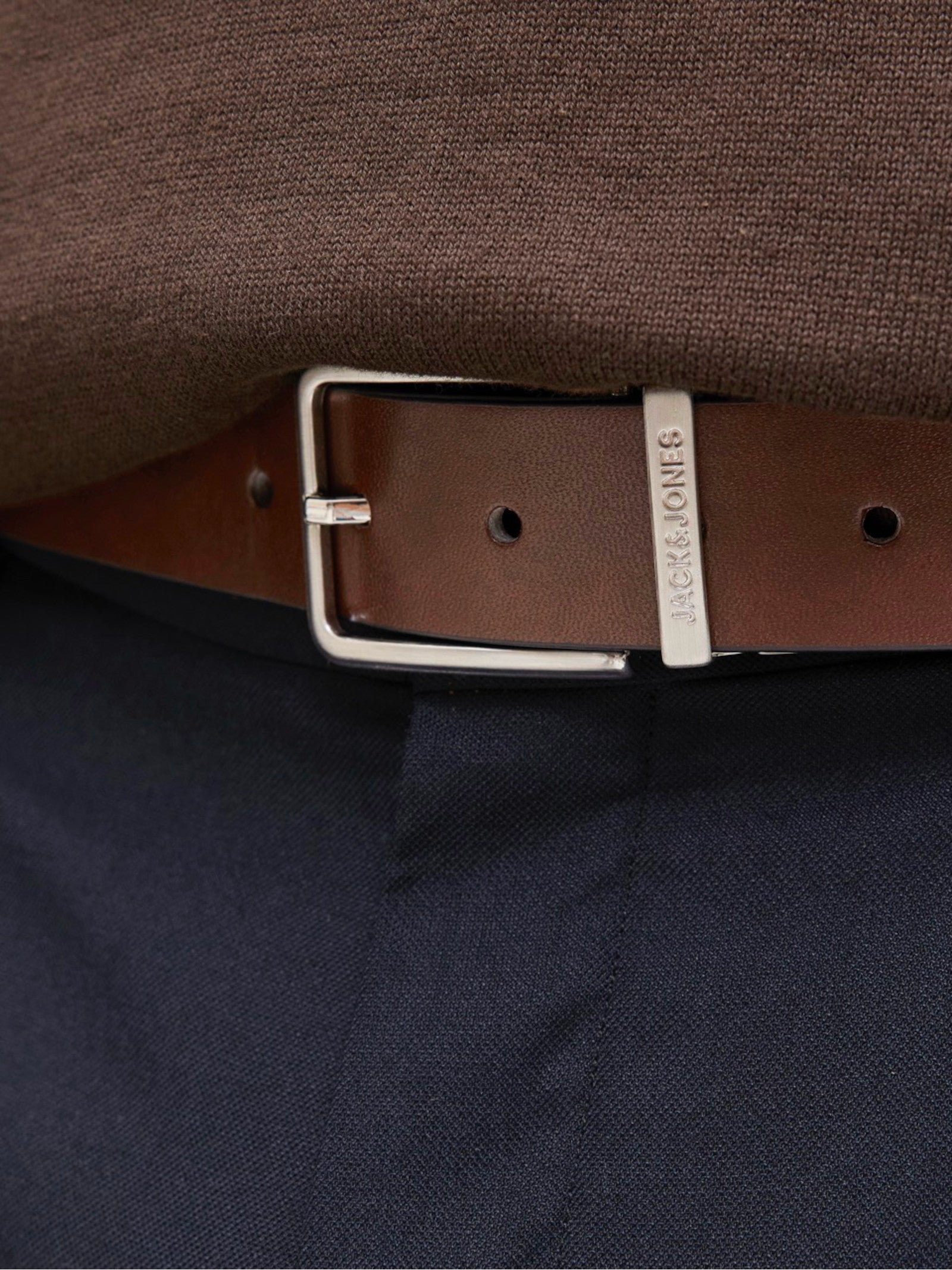 Cintutra Jack & Jones Garda Marrone/Nero reversibile 12280794 /Brown Stone JACK & JONES 