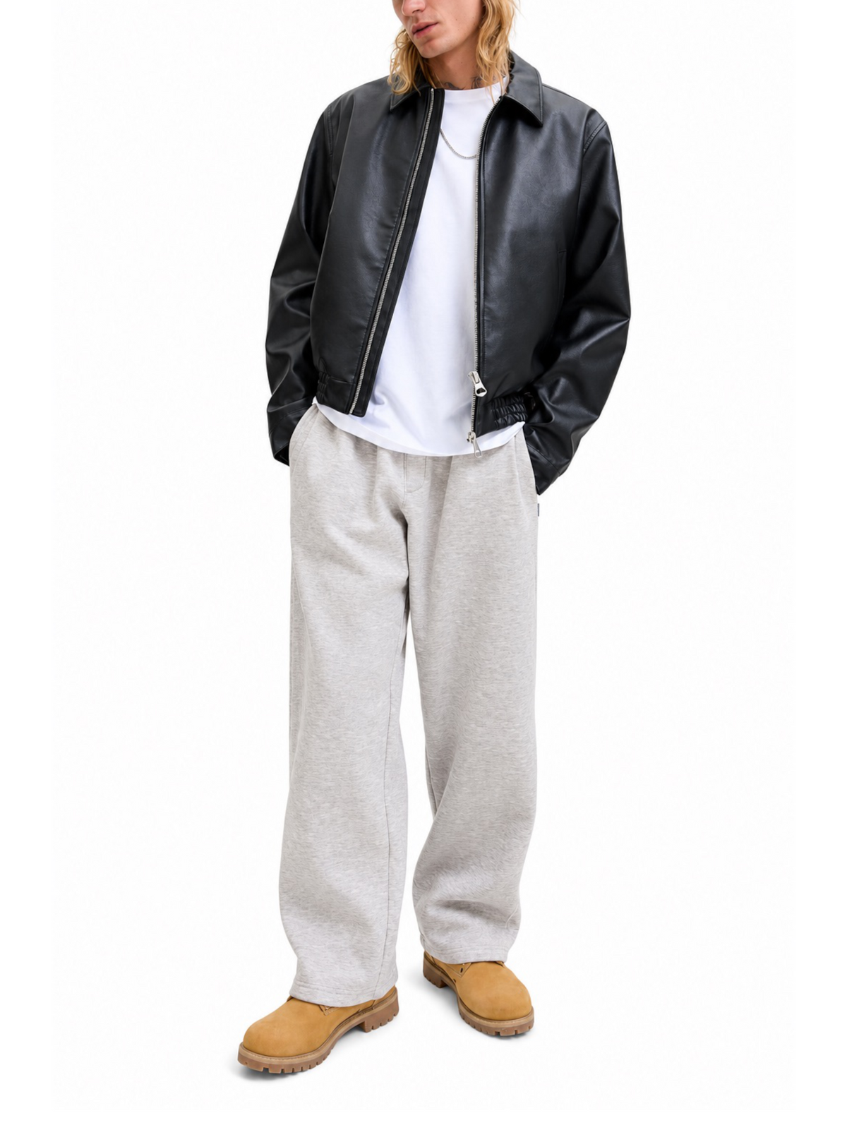 Pantalone Jack & Jones Bradley Grigio in felpa 12290607 /Light Grey Melange JACK & JONES 