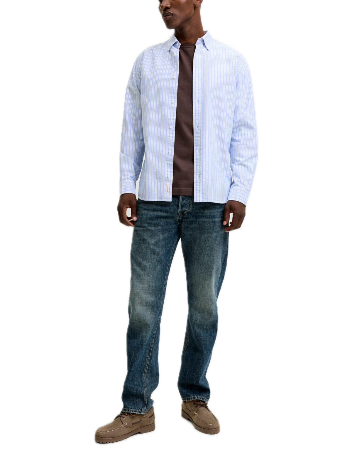 Camicia Jack & Jones Oxford Celeste a righe 12293325 /INFINITY JACK & JONES 