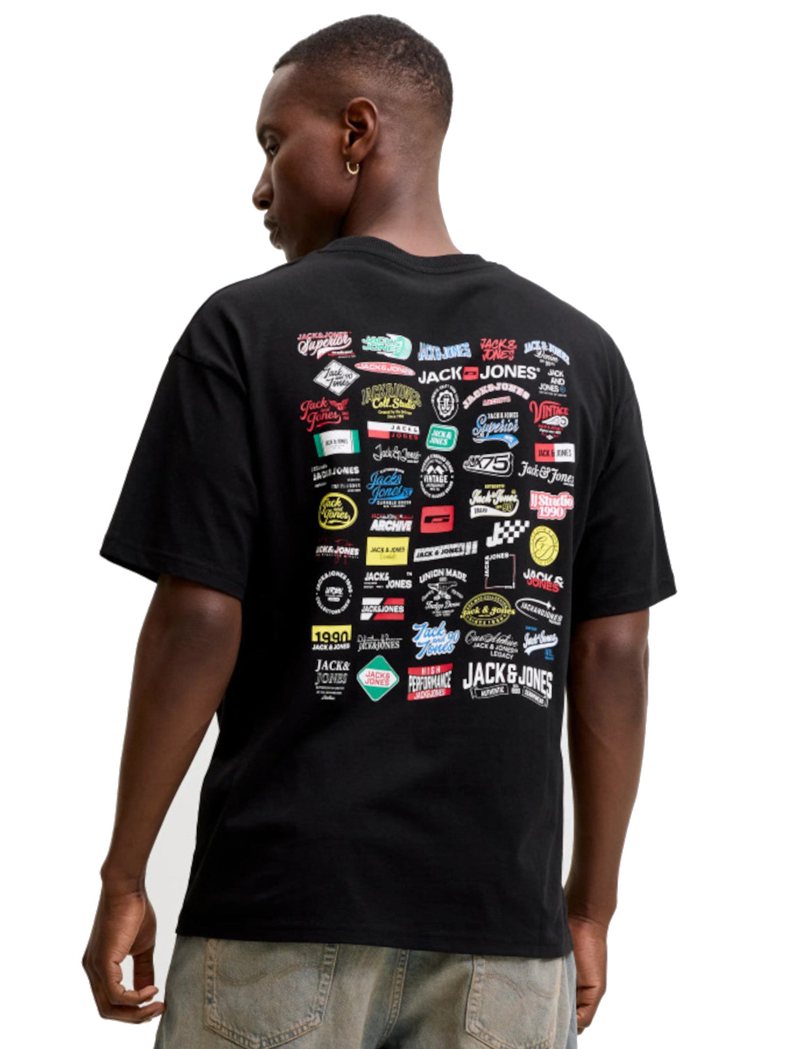 T-shirt Jack & Jones Nero Legacy loghi 12298480 /Black JACK & JONES 