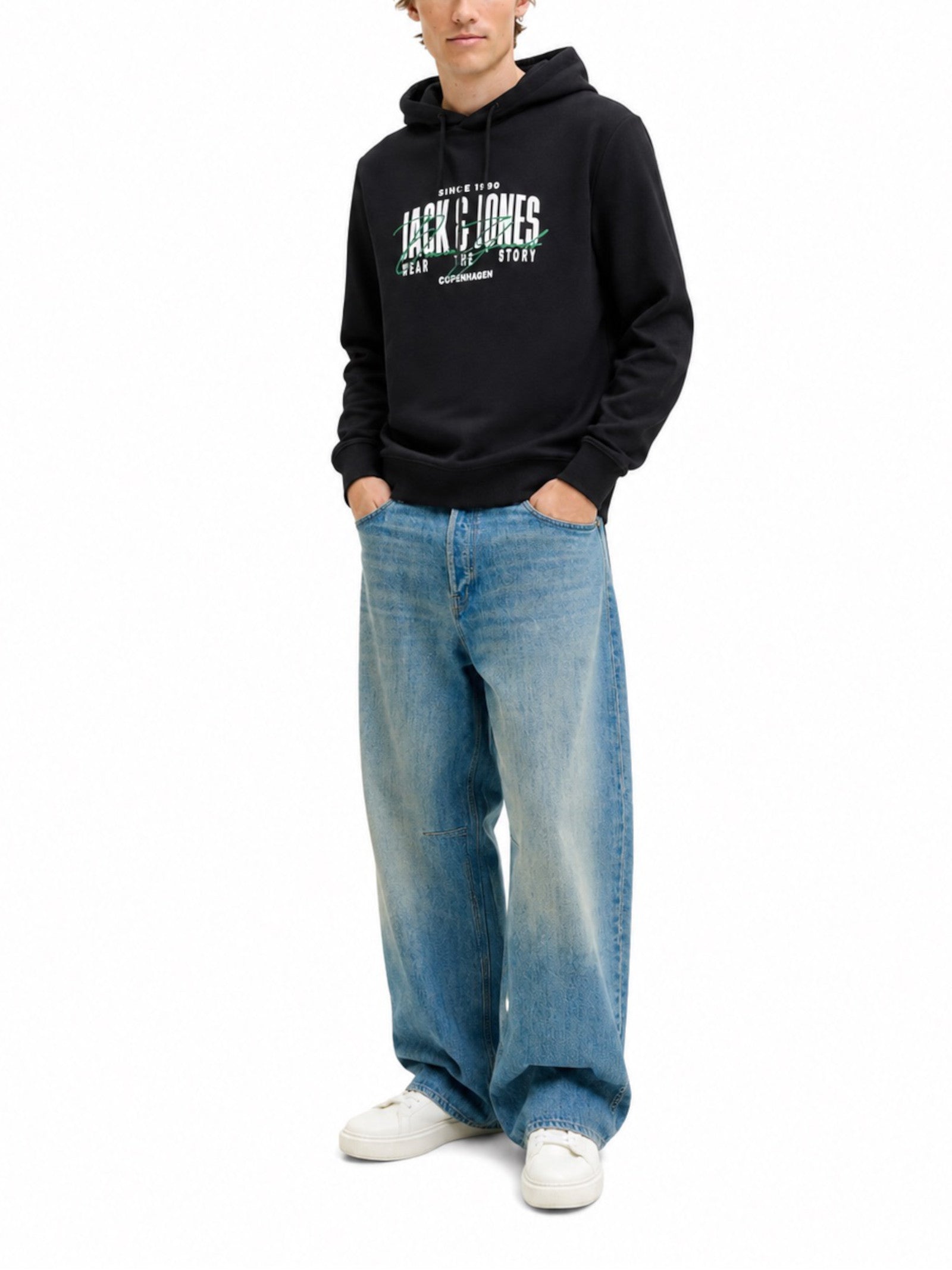 Felpa Jack & Jones Ero Nera con cappuccio 12298491 /Black JACK & JONES 
