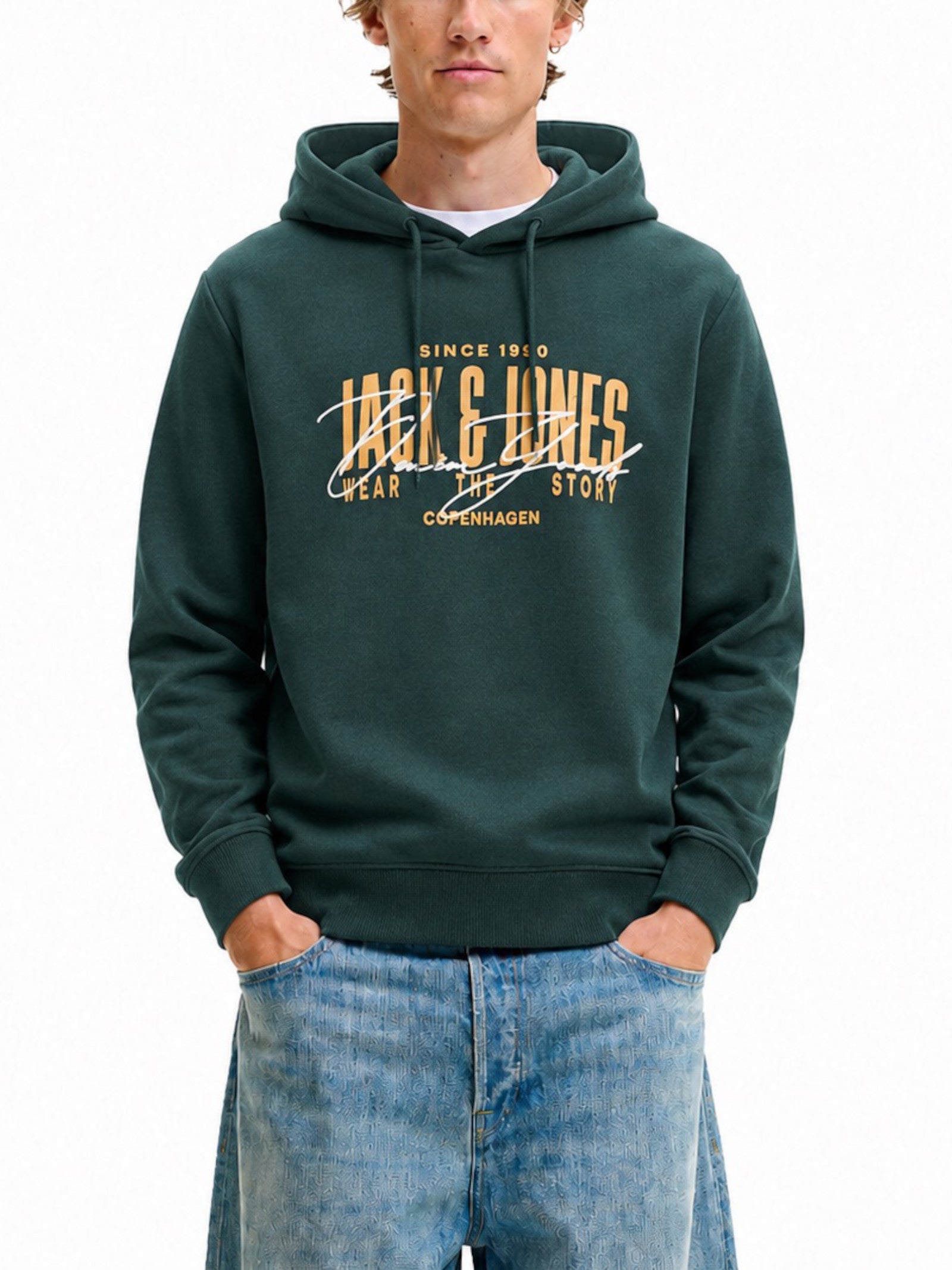 Felpa Jack & Jones Ero Verde con cappuccio 12298491 /Scarab JACK & JONES 