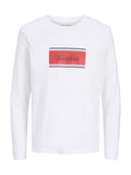T-shirt Jack & Jones Buster Bianco a maniche lunghe 12298620 /BRIGHT WHITE JACK & JONES 