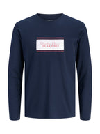 T-shirt Jack & Jones Buster Blu a maniche lunghe 12298620 /NAVY BLAZER JACK & JONES 