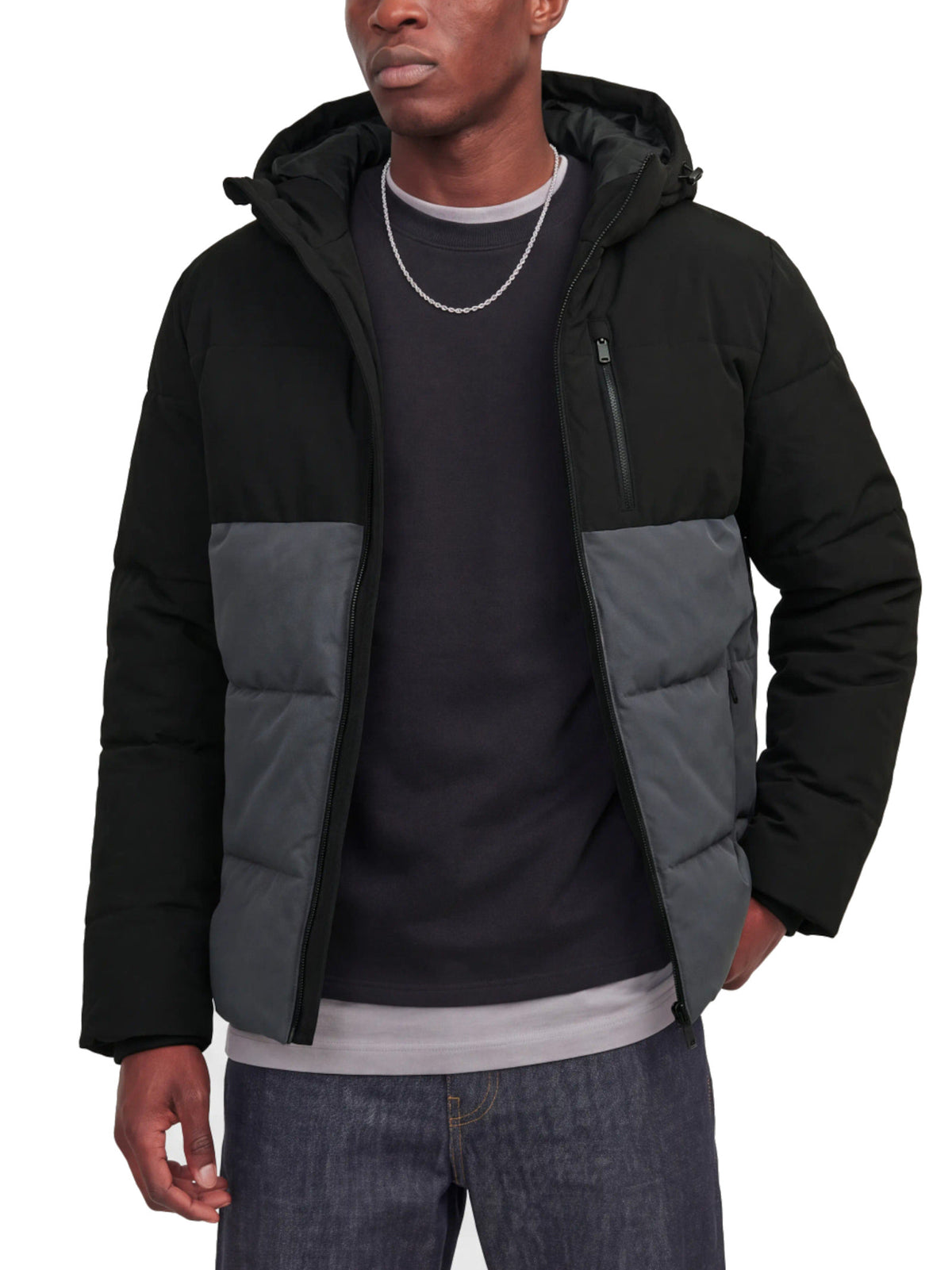 Piumino Jack & Jones Becks Grigio con cappuccio 12298858 /ASPHALT JACK & JONES 