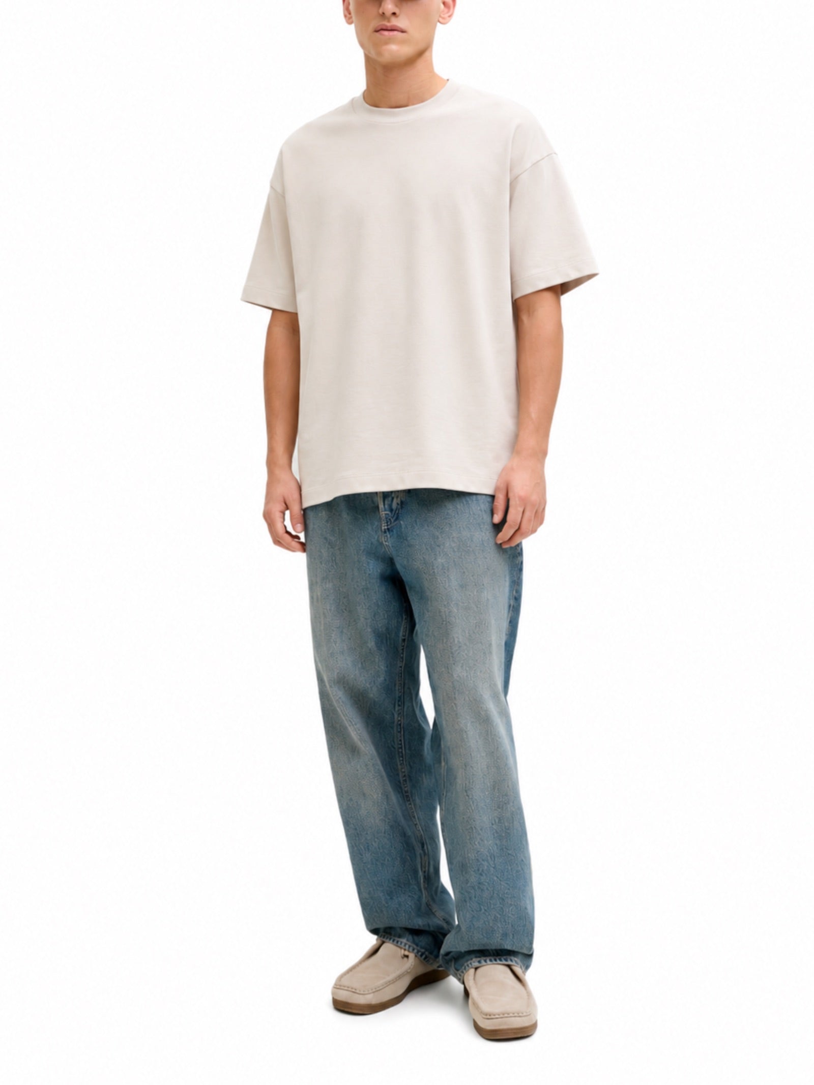 T-shirt Jack & Jones Barron Beige oversize 12298906 /Moonbeam JACK & JONES 