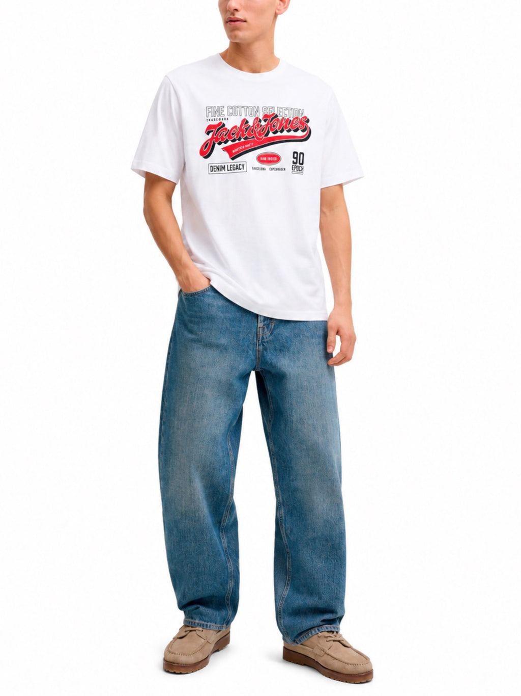 T-shirt Jack & Jones Bianco logo 12299017 /White JACK & JONES 