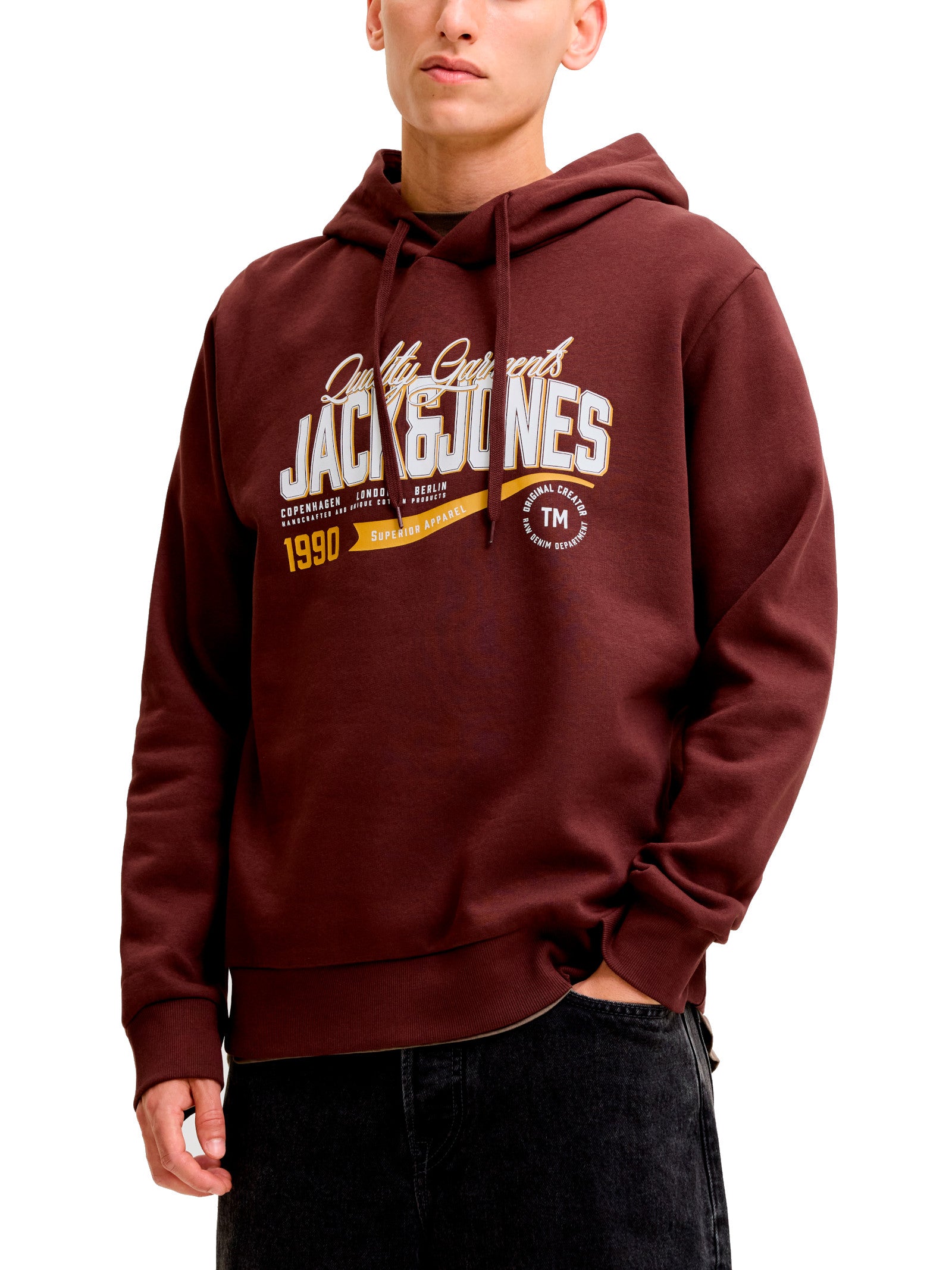 Felpa Jack & Jones Vinaccia Logo con cappuccio 12299467 /Bitter Chocolate JACK & JONES 