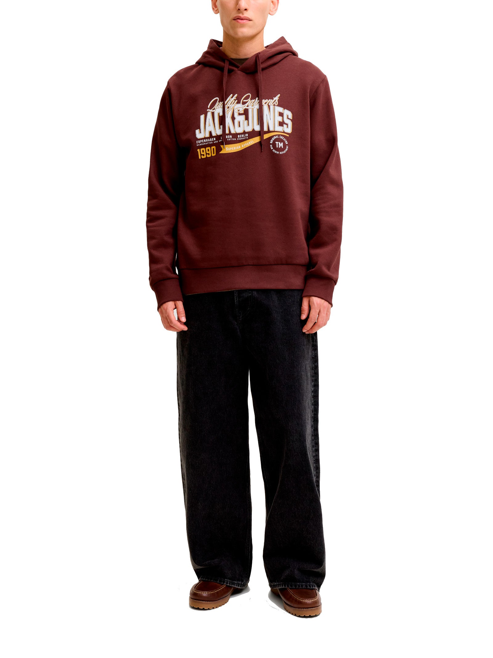 Felpa Jack & Jones Vinaccia Logo con cappuccio 12299467 /Bitter Chocolate JACK & JONES 