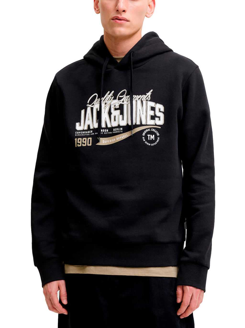 Felpa Jack & Jones Nero Logo con cappuccio 12299467 /Black JACK & JONES 