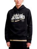 Felpa Jack & Jones Nero Logo con cappuccio 12299467 /Black JACK & JONES 