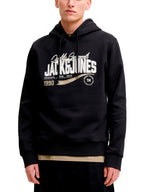 Felpa Jack & Jones Nero Logo con cappuccio 12299467 /Black JACK & JONES 