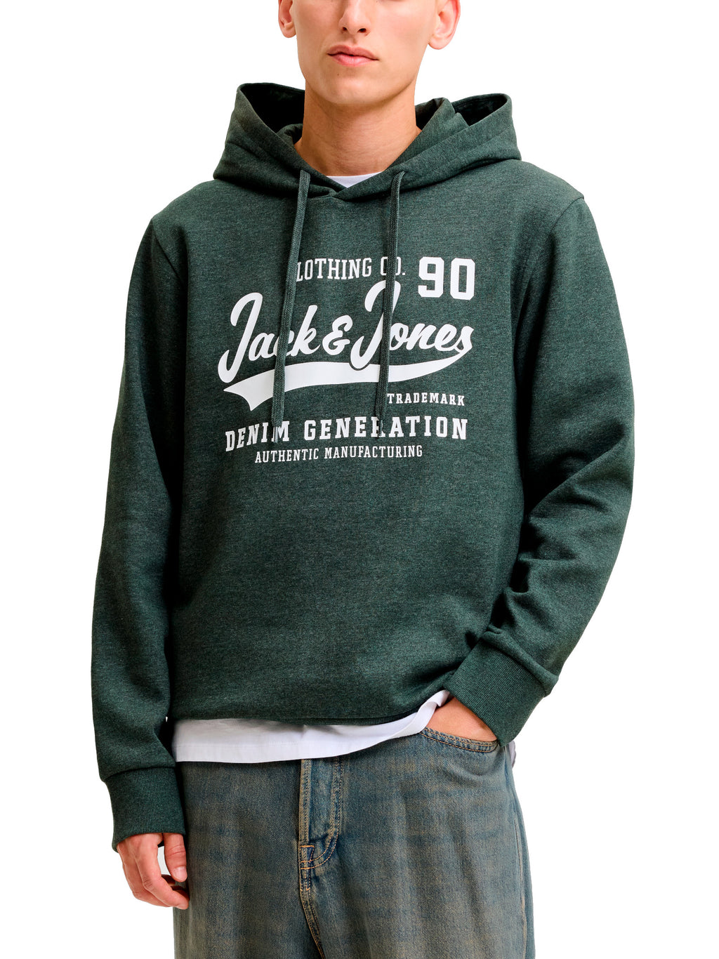 Felpa Jack & Jones Verde Logo con cappuccio 12299467 /Scarab JACK & JONES 