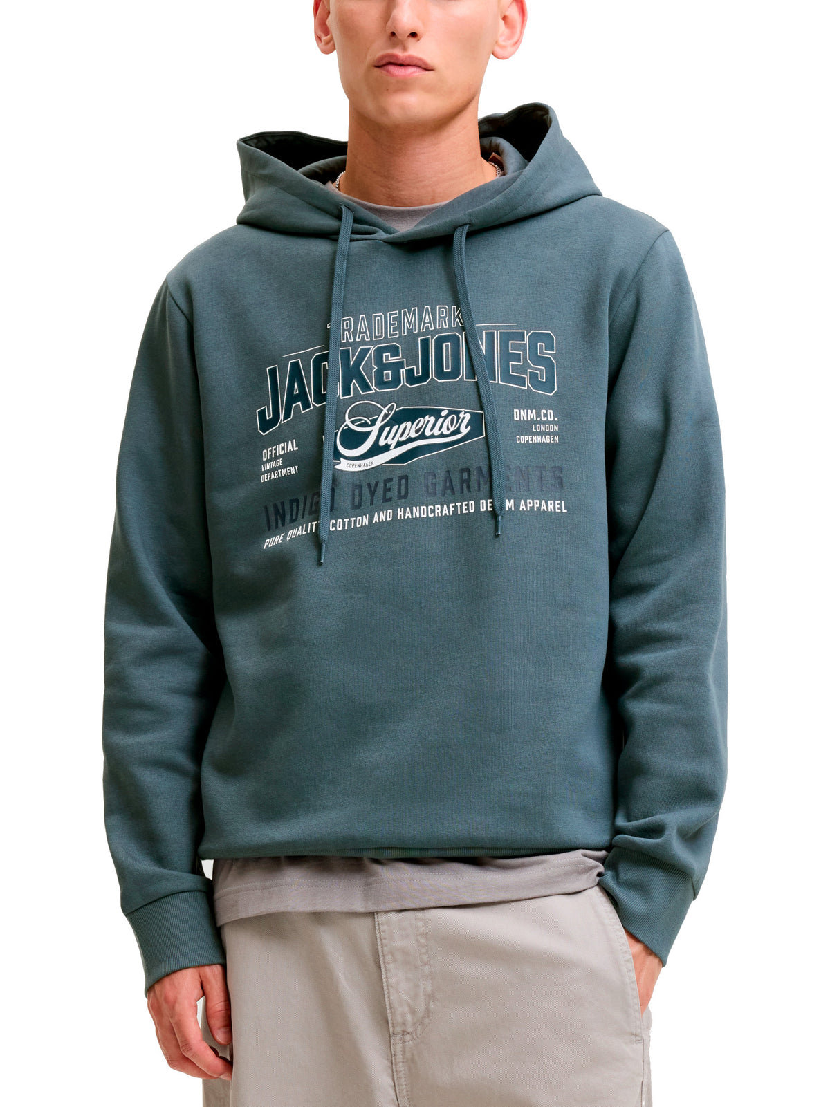 Felpa Jack & Jones Petrolio Logo con cappuccio 12299467 /Turbulence JACK & JONES 