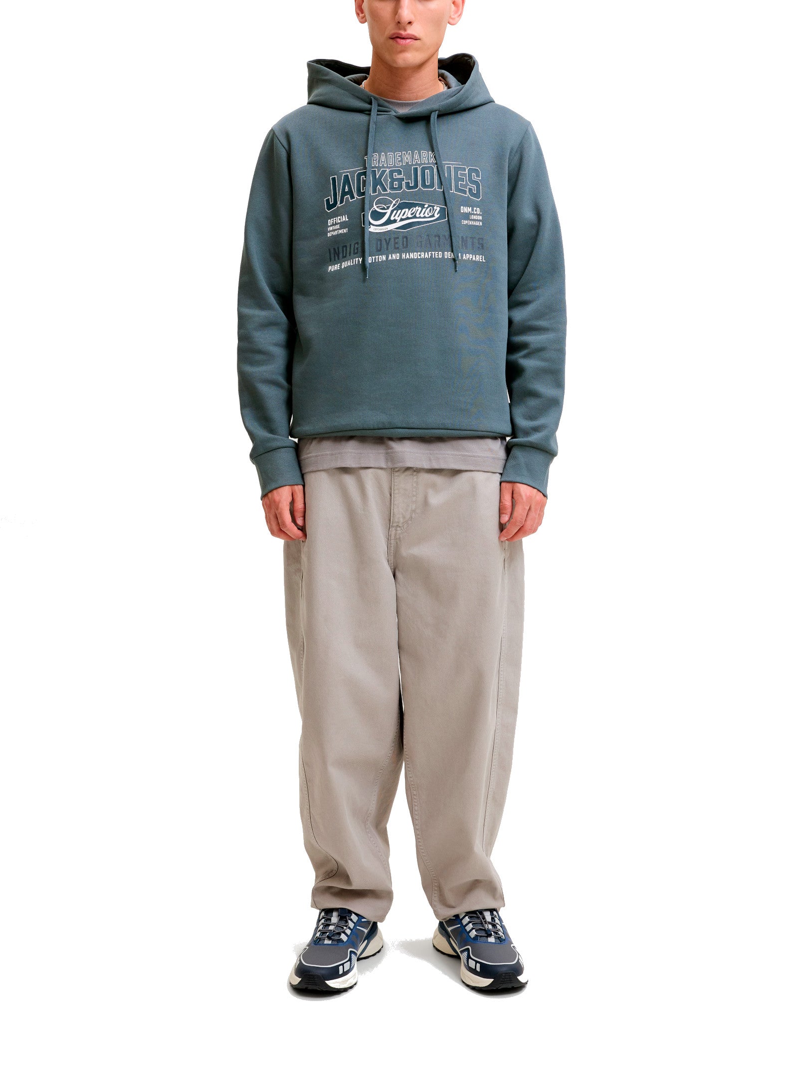Felpa Jack & Jones Petrolio Logo con cappuccio 12299467 /Turbulence JACK & JONES 