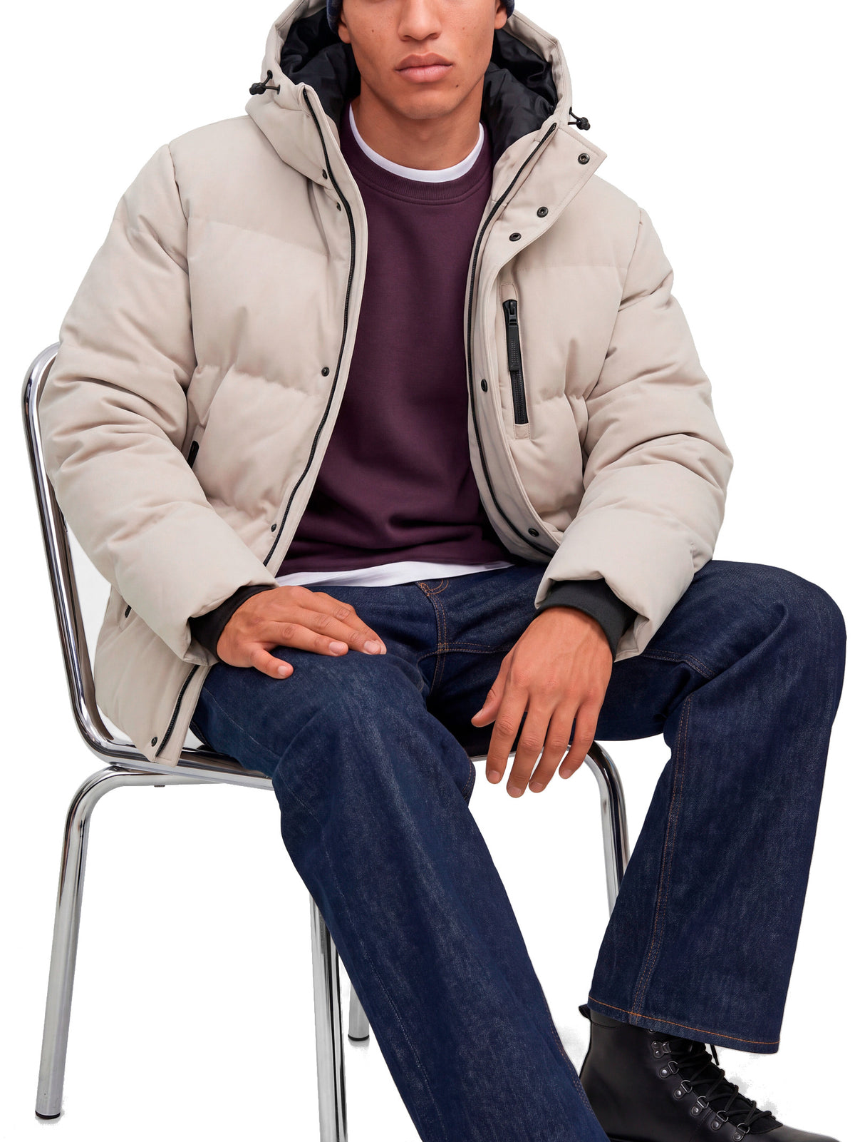 Piumino Jack & Jones Trace Beige con cappuccio 12299845 /Dove JACK & JONES 