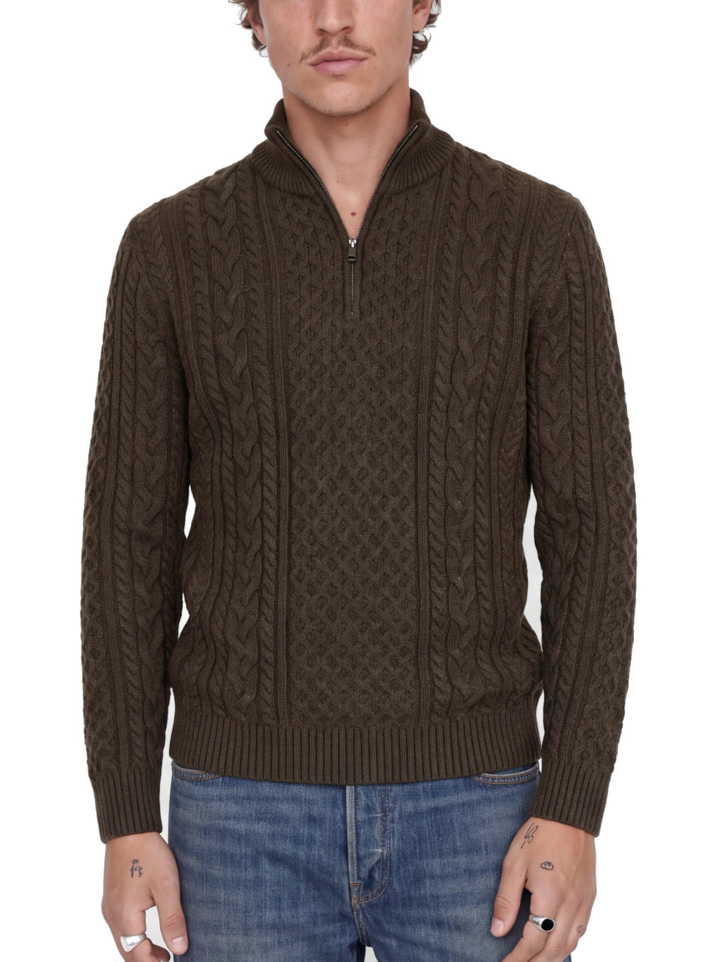 Maglia Jack & Jones Luca Marrone a trecce 12299947 /Ganache JACK & JONES 
