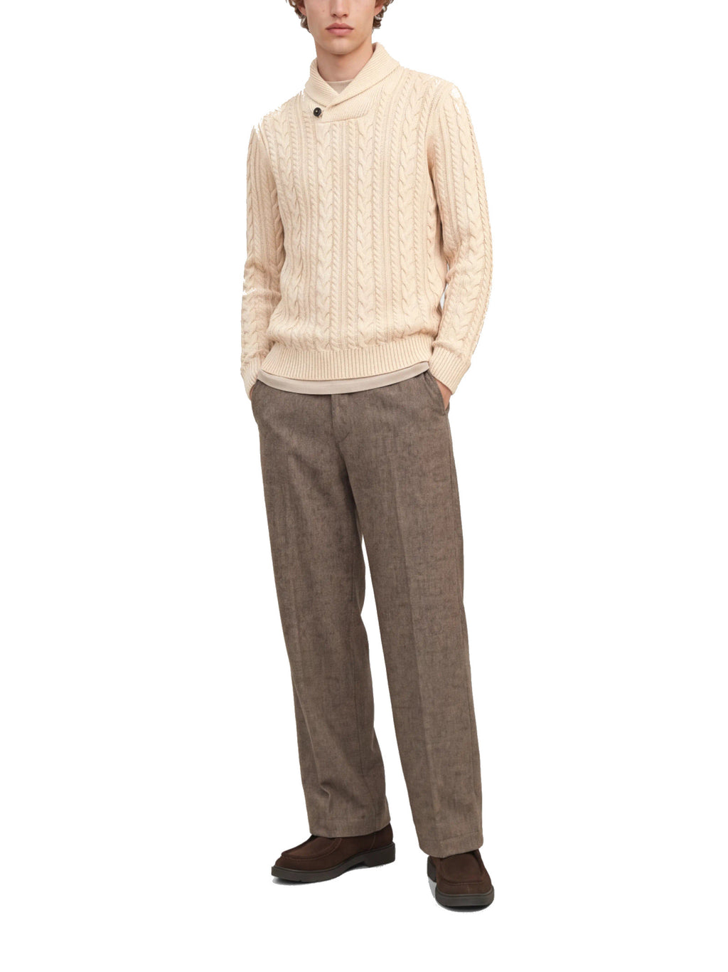Maglia Jack & Jones Luca Beige a trecce 12299949 /Parchment JACK & JONES 