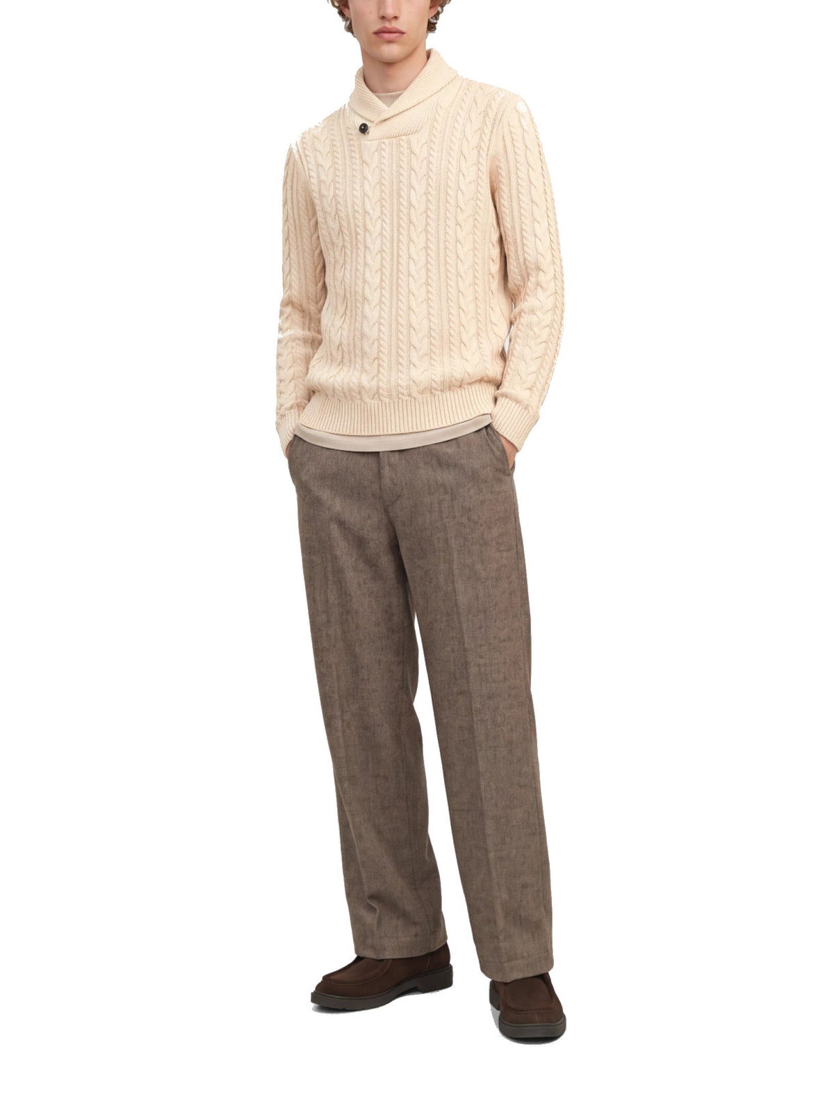 Maglia Jack & Jones Luca Beige a trecce 12299949 /Parchment JACK & JONES 